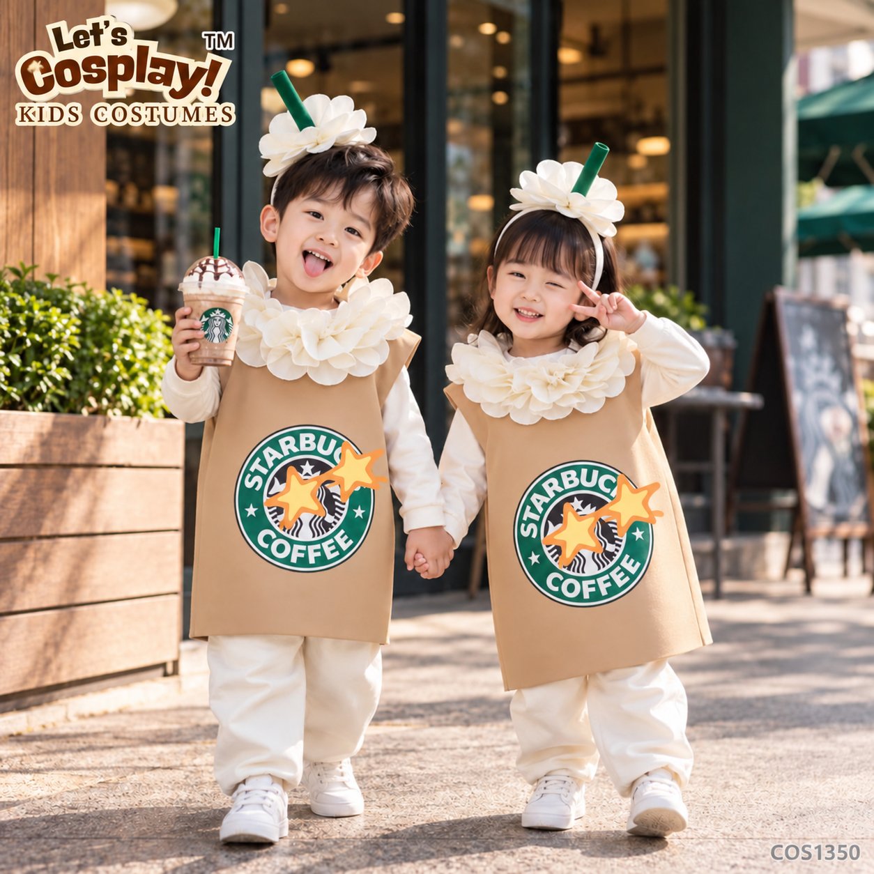 兒童咖啡杯飲品搞笑造型服,香港現貨Lets Cosplay COS1350