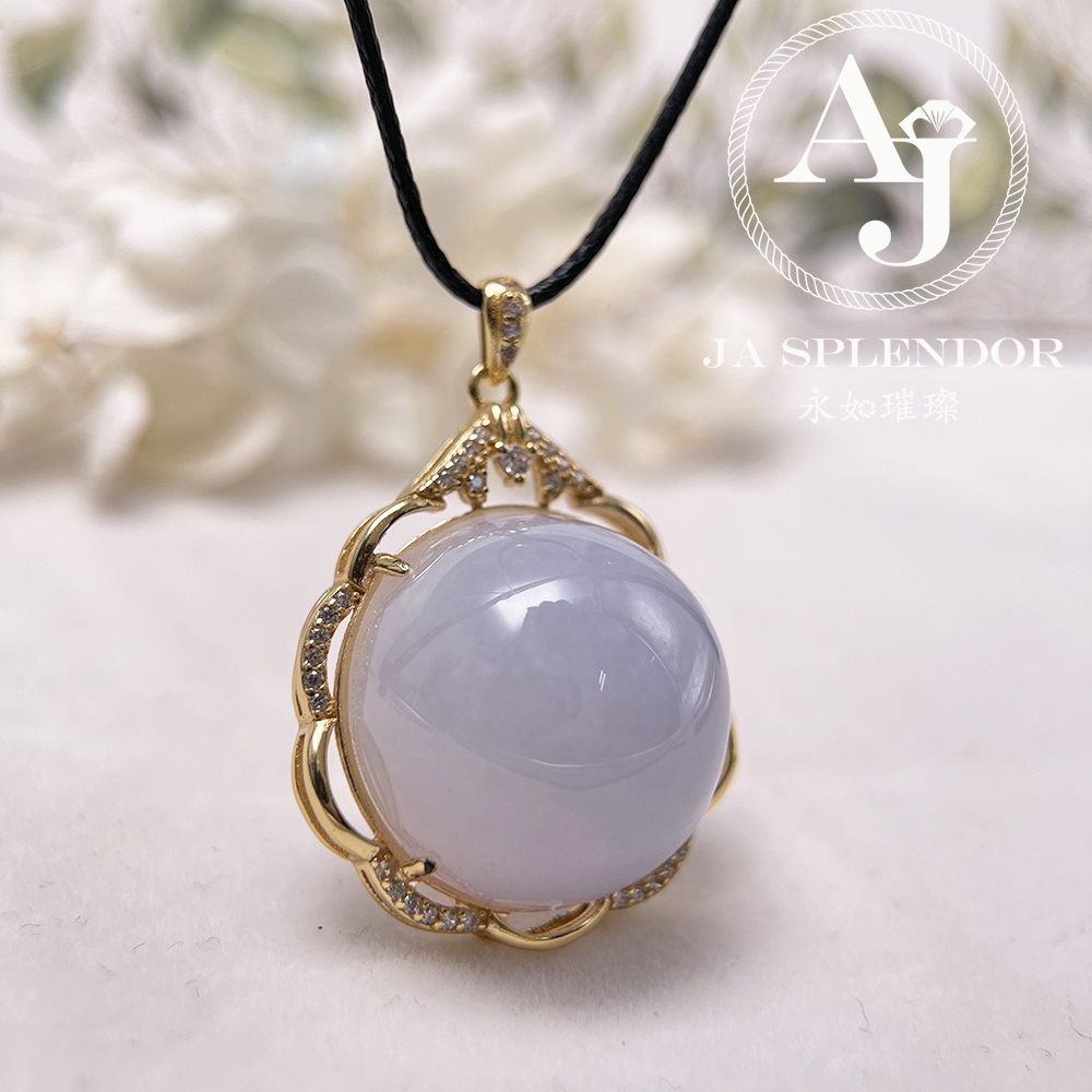 JNS-44 天然翡翠A 冰潤紫羅蘭大蛋面厚莊吊墜