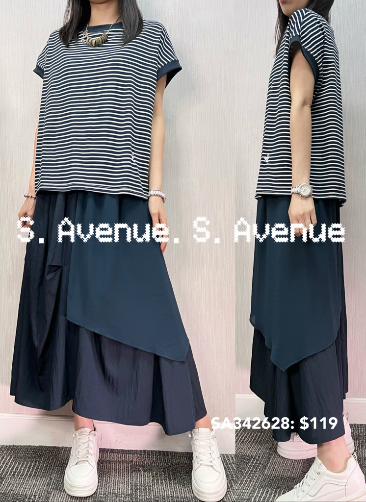 SA342628: 短袖間條tee