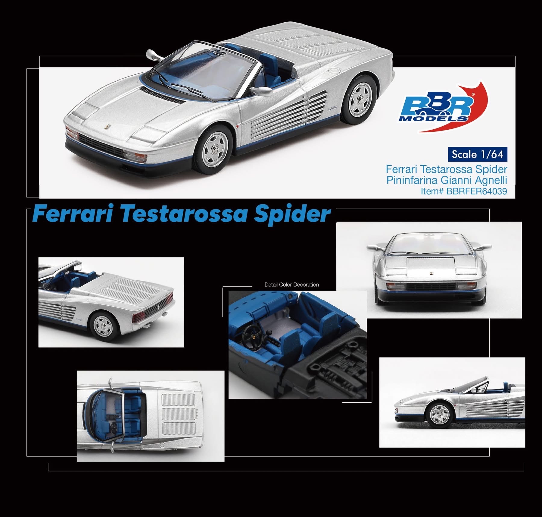 (預訂 Pre Order) BBR ( BBRFER64039 ) Ferrari Testarossa Spider Pininfarina Gianni Agnelli
