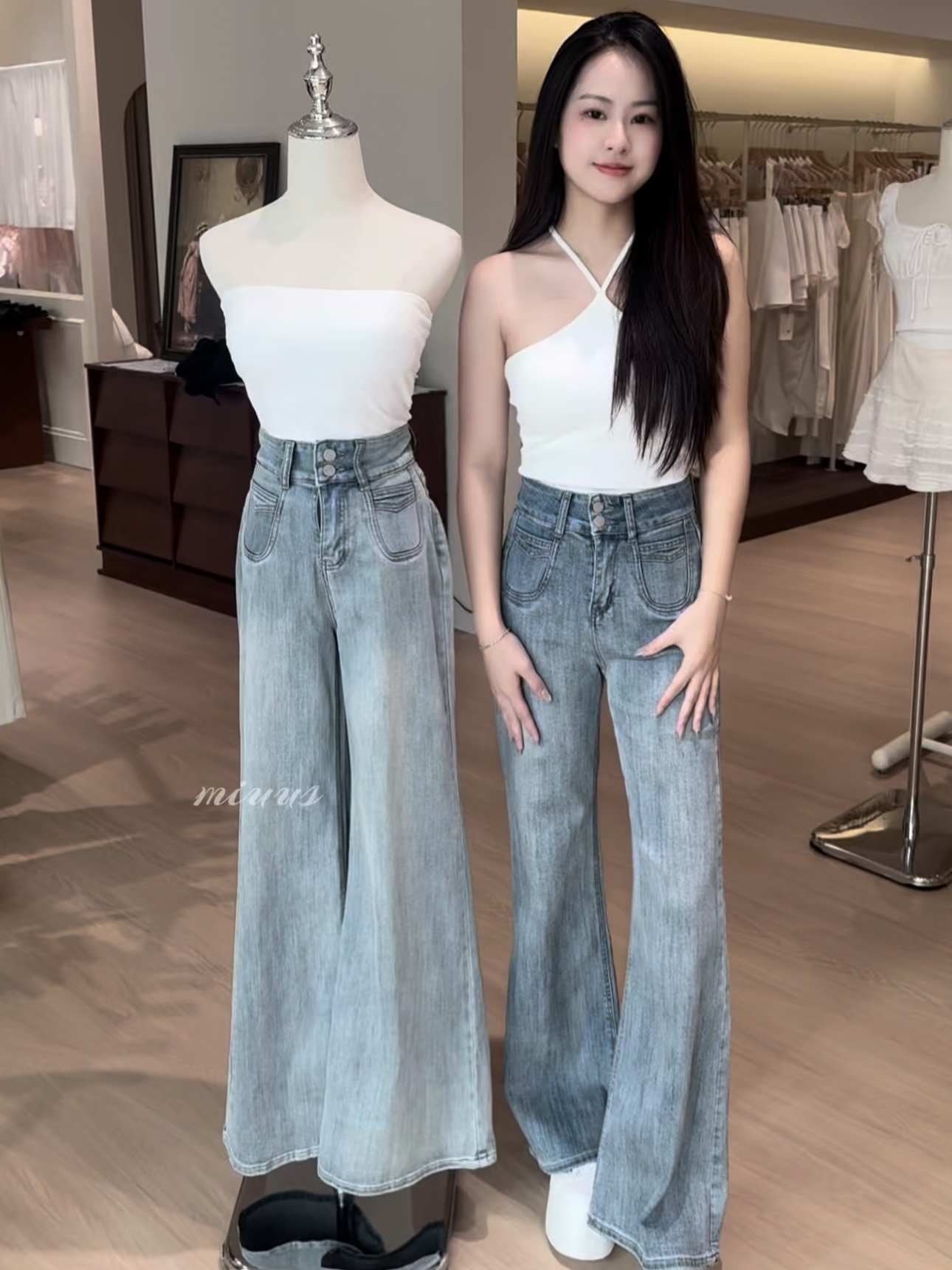 1720 SLIM FIT DENIM PANTS 修身显瘦高腰微喇裤