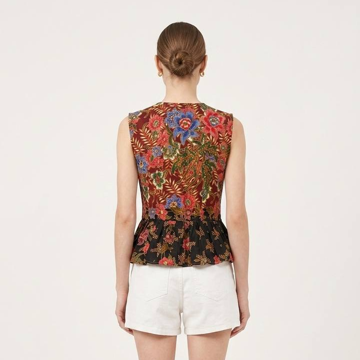 T2768 - Mekar Delima Peplum Batik Top 