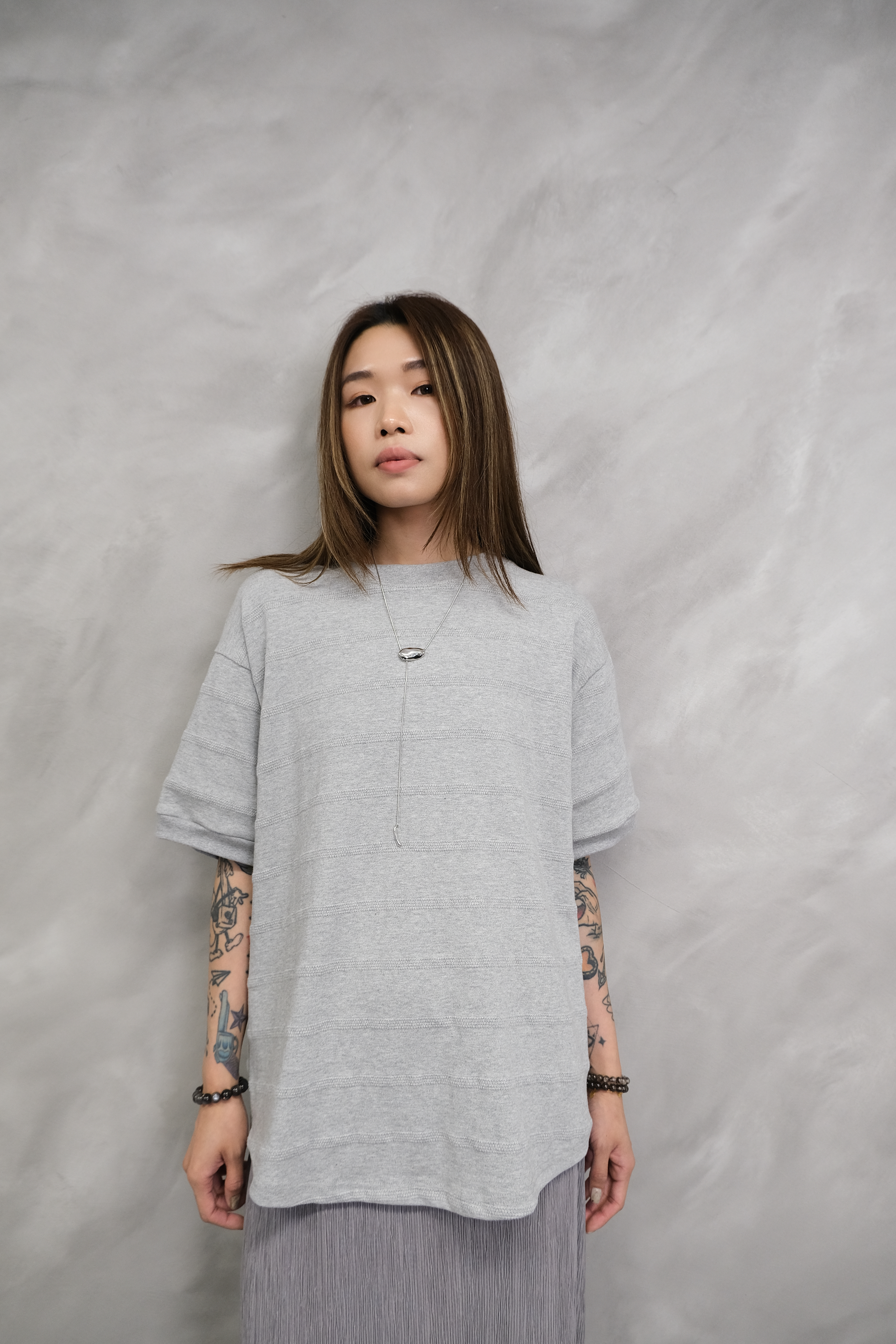 (Unisex )Tonal horizontal texture tee #top30