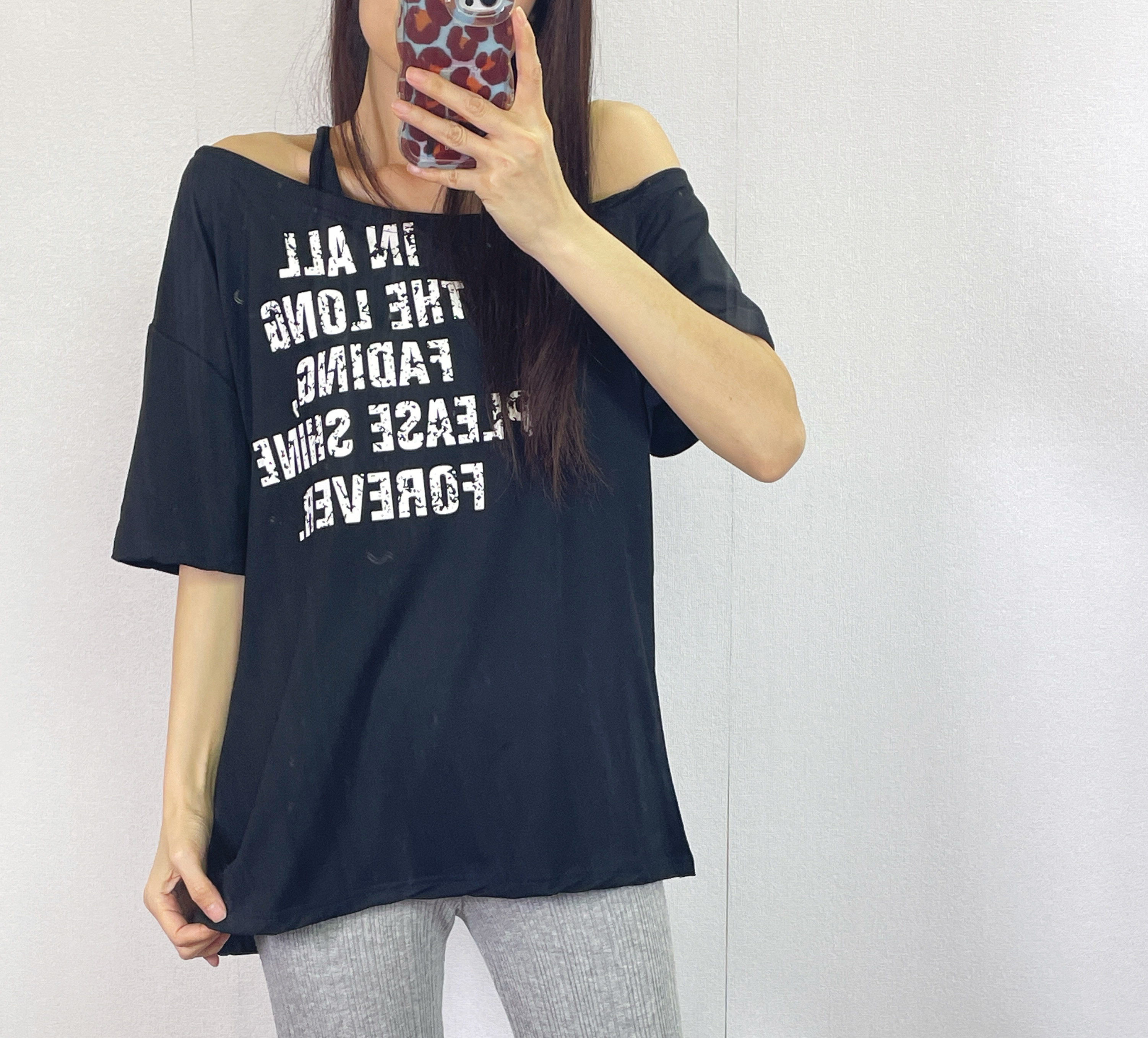 K5556 棉料印字斜膊tee