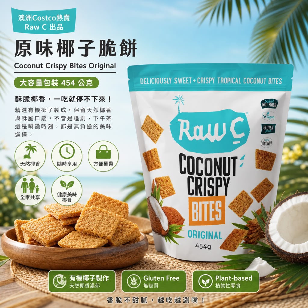 澳洲Costco │椰子脆餅 Coconut Crispy Bites Original  454g