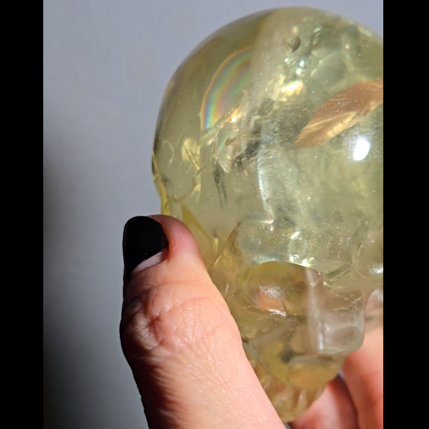 High-grade citrine skull with rainbows and saturation - C58