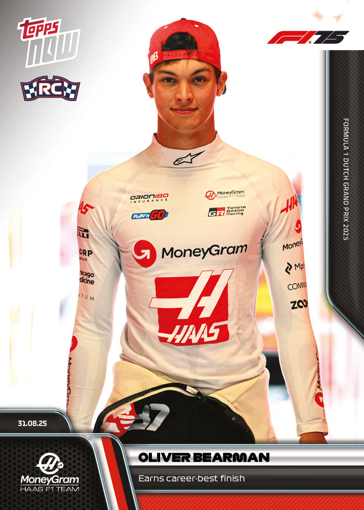 Oliver Bearman RC - 2025 F1 Topps NOW® #59 Dutch GP 生涯最佳P6卡｜PR 2,017