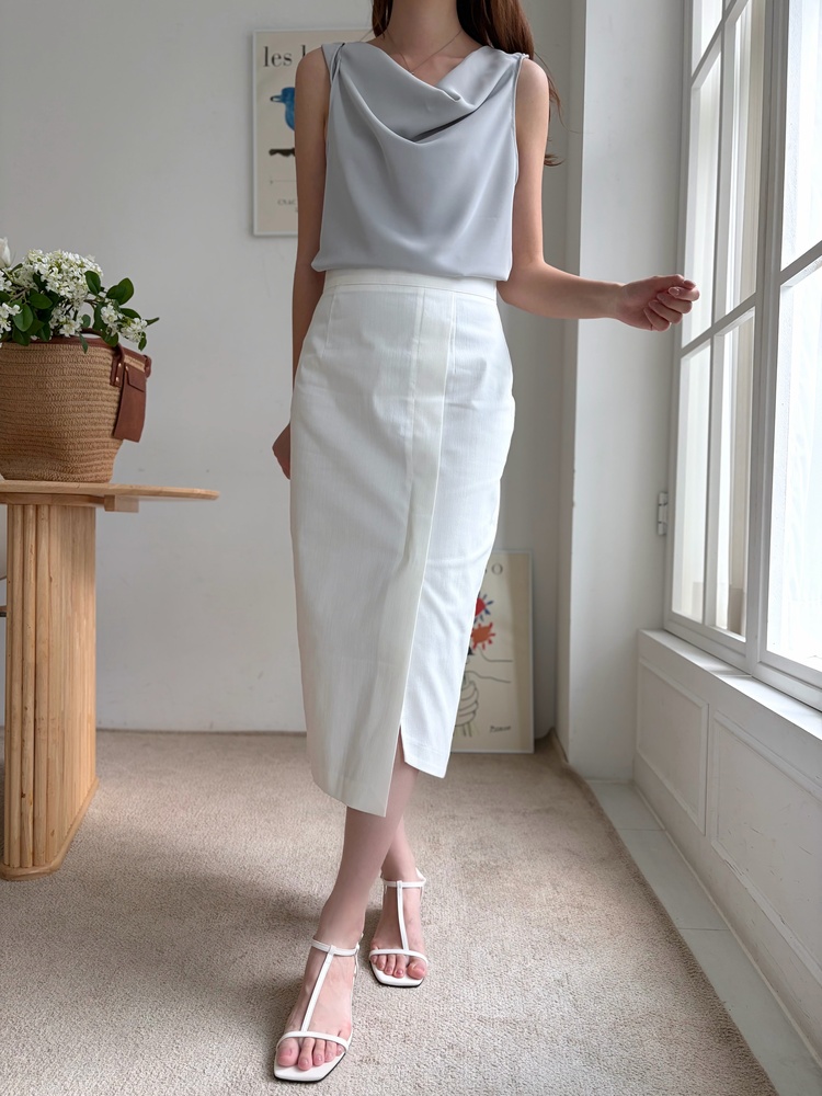 Front Slit Pencil Skirt (White)