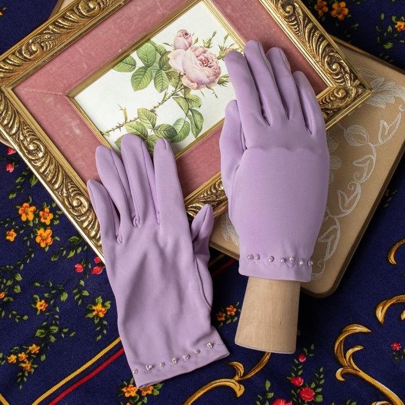 New Old Stock -1960s Made in Japan Pearl-Studded MOD Gloves(Yellow/Lavender/Pink)(MT331)