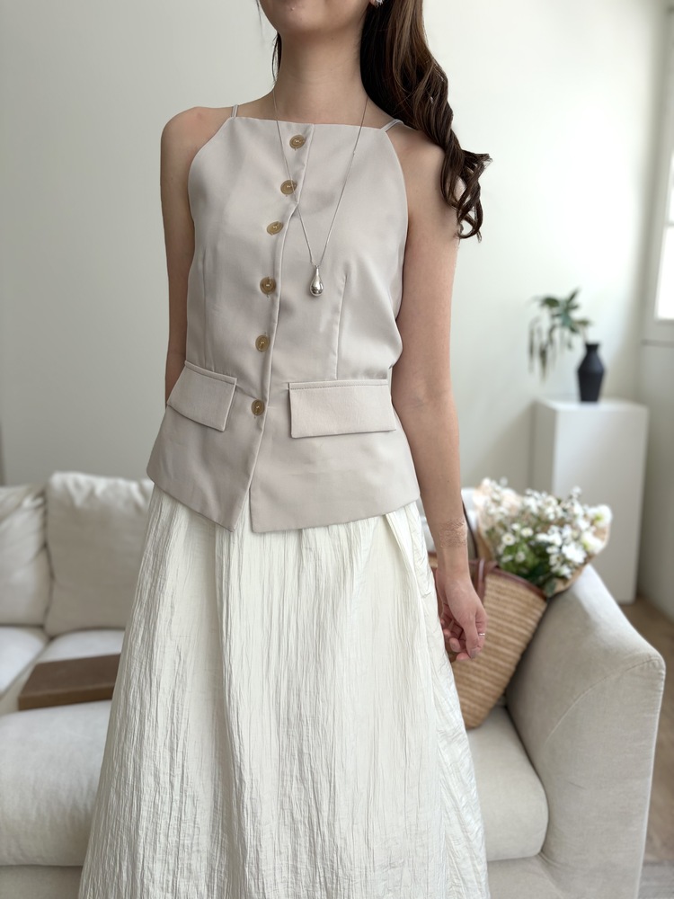 French Muse Vest Dress (Beige)