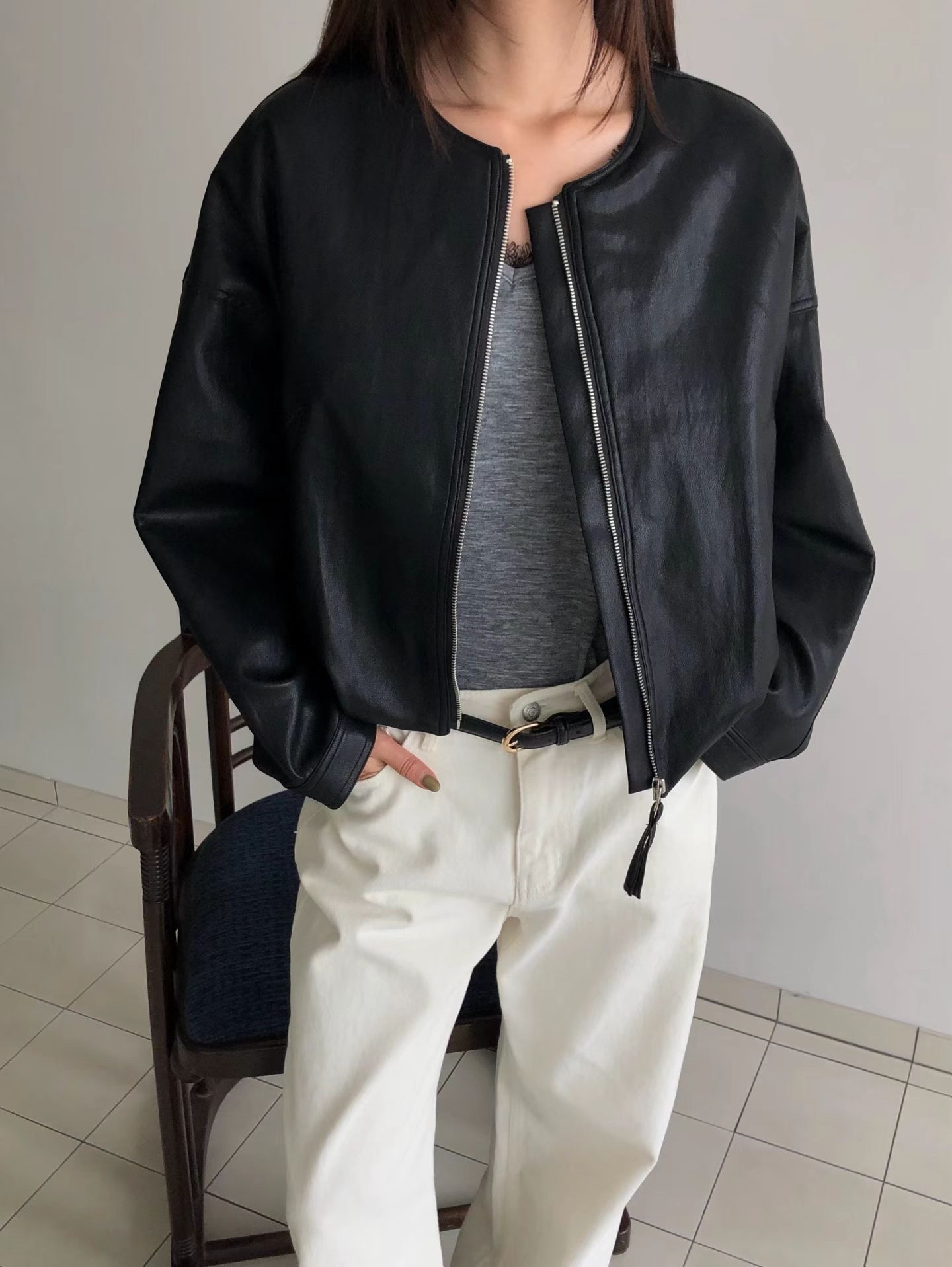 仿皮Bomber Jacket 外套