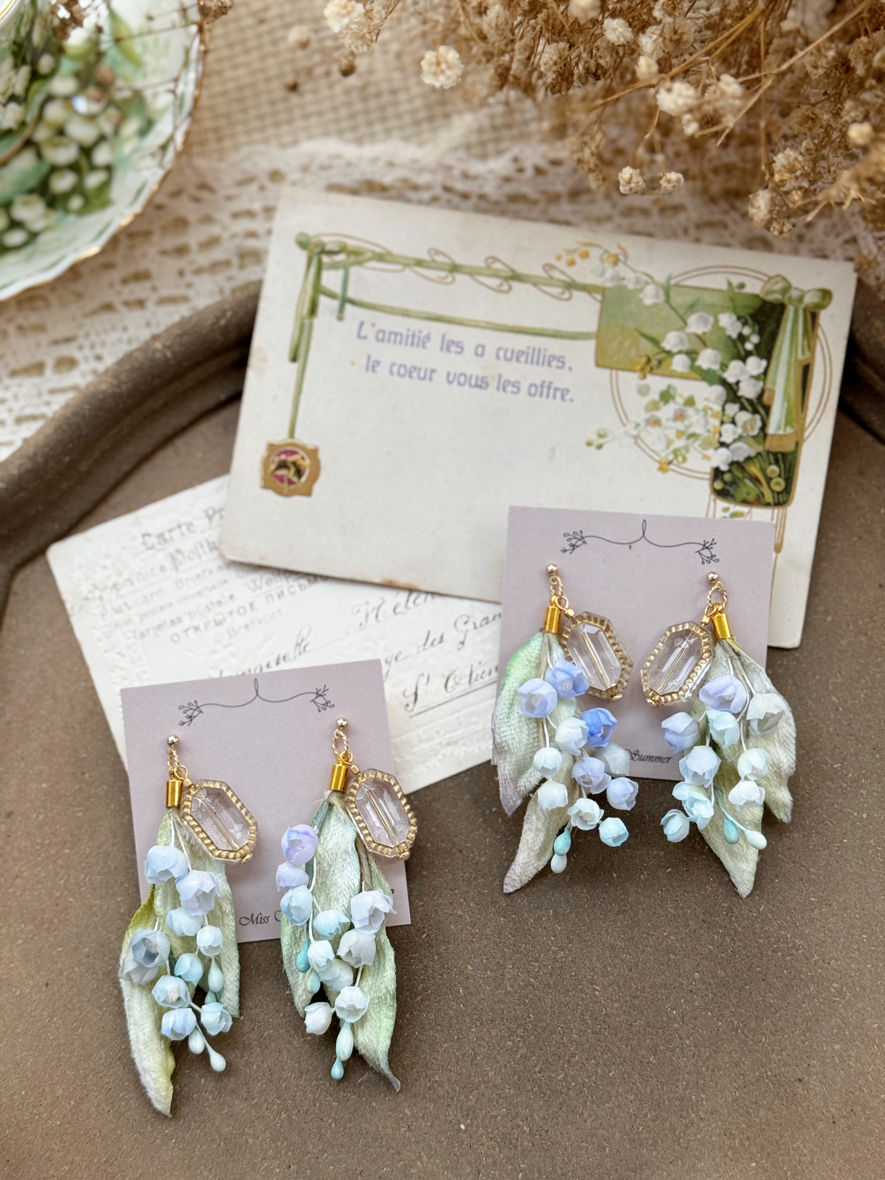 鈴蘭耳環（紫藍）