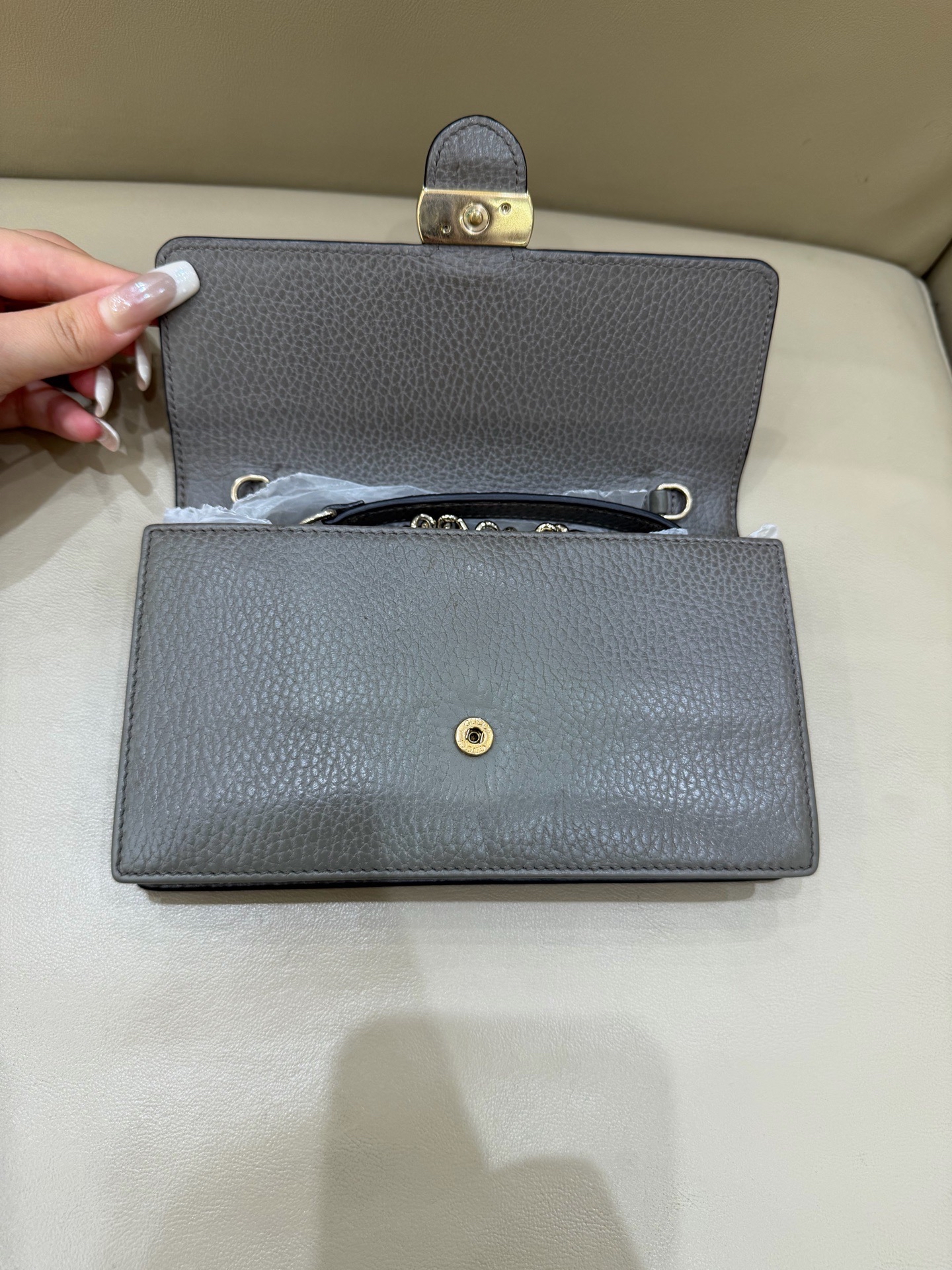 【預訂貨品】Gucci雙G灰色牛皮woc