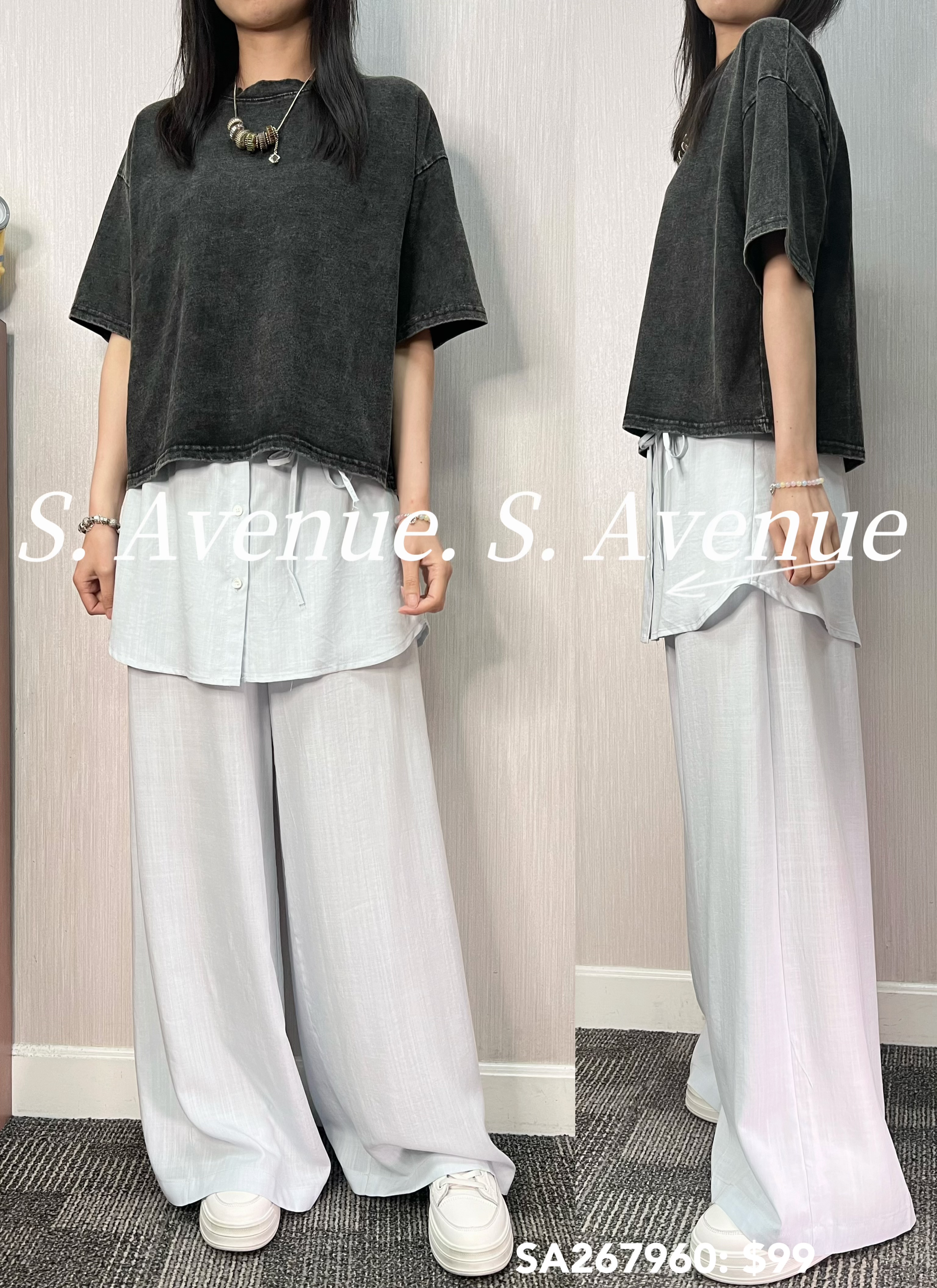 SA267960: 短袖洗水棉簡約短tee