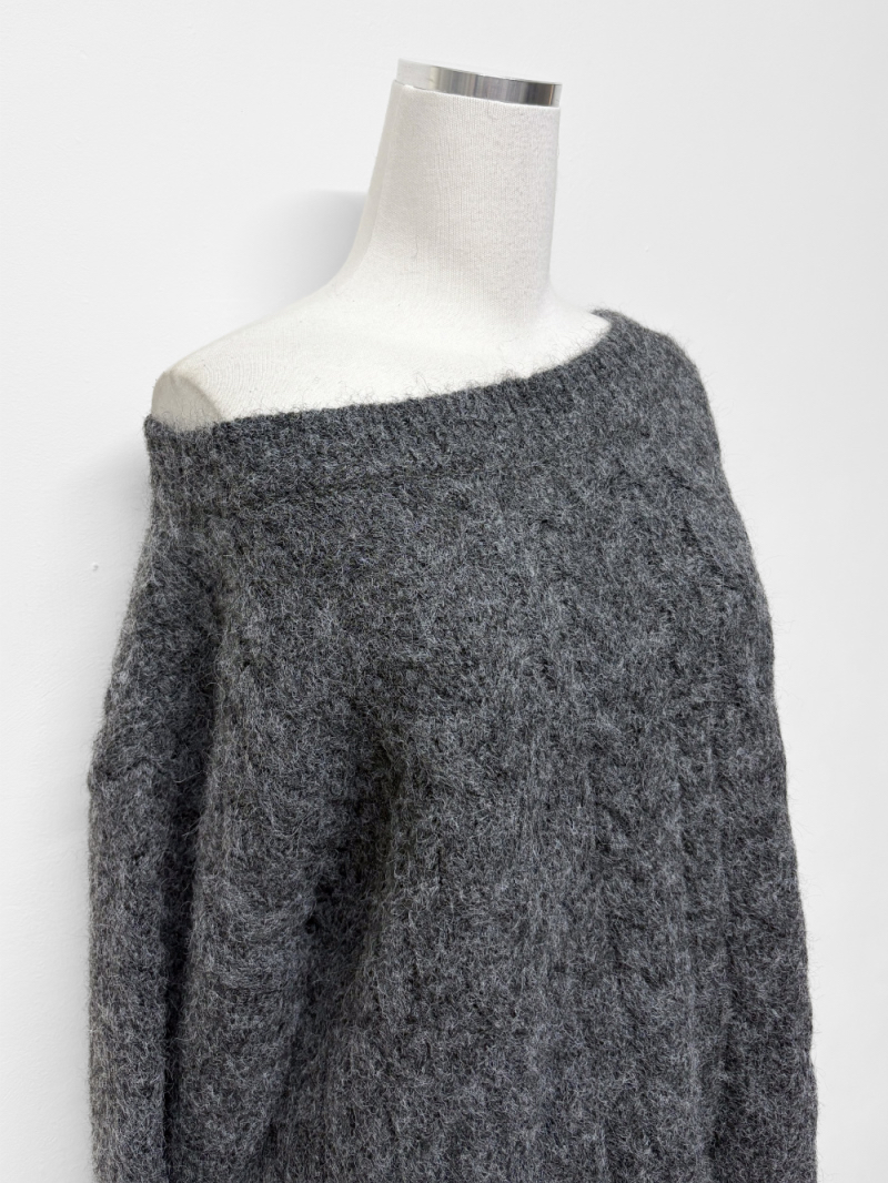 Cable Knit Off-Shoulder Sweater