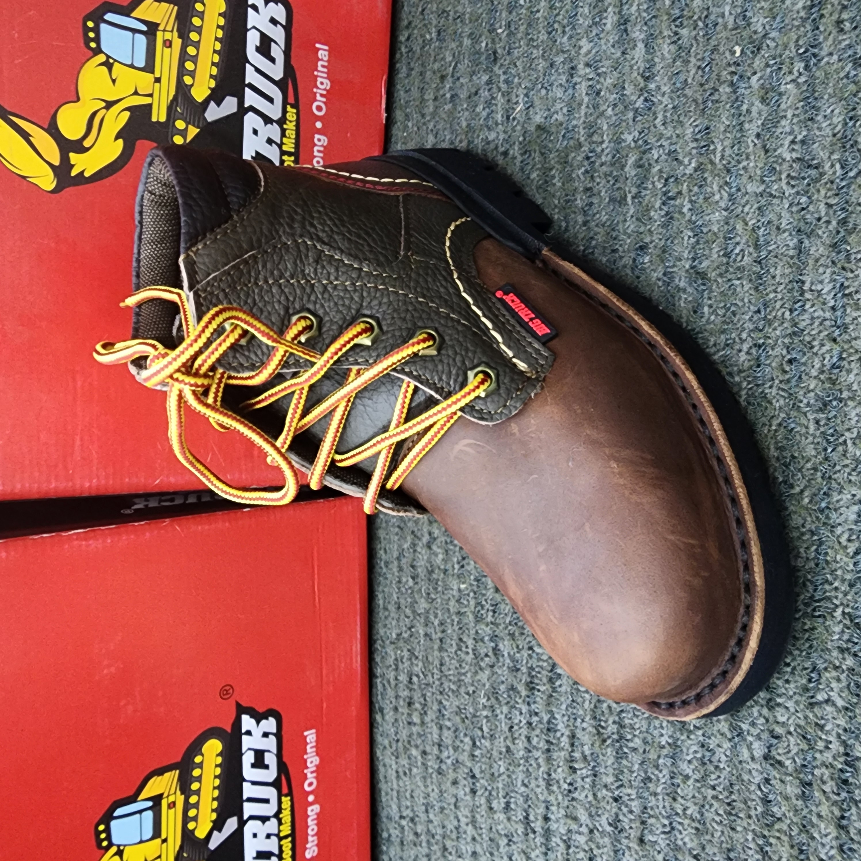 Big Truck 8026 Men Safety Shoes Mid Cut with Shoelace Lace up Brown SIRIM DOSH
