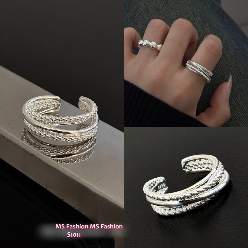 S1011 韓國🇰🇷S925金麻花拼接多層戒指