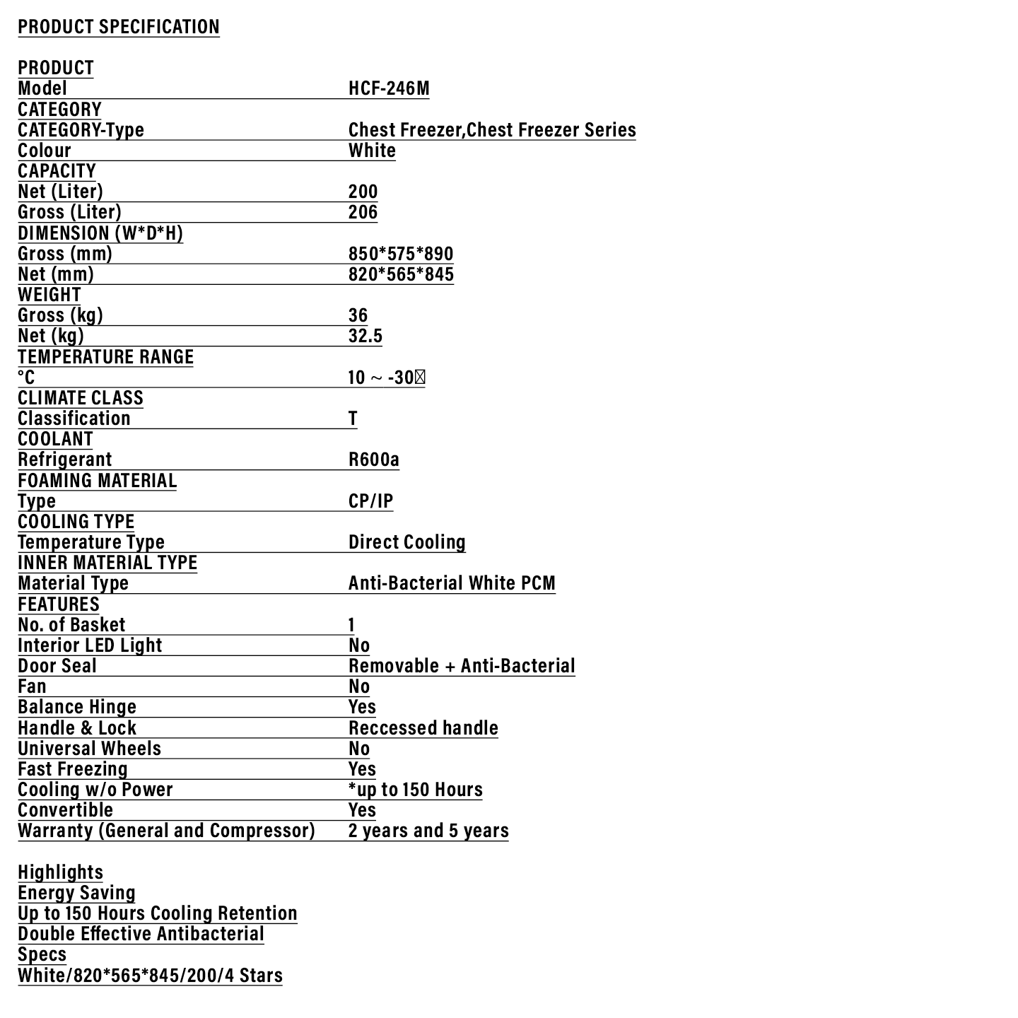 Haier 246L Chest Freezer (HCF-246M)