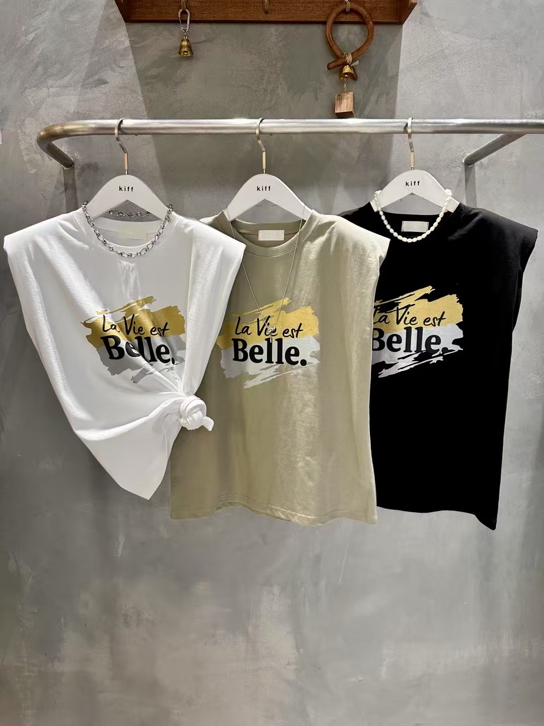 🇰🇷K5584 cotton印Belle字背心