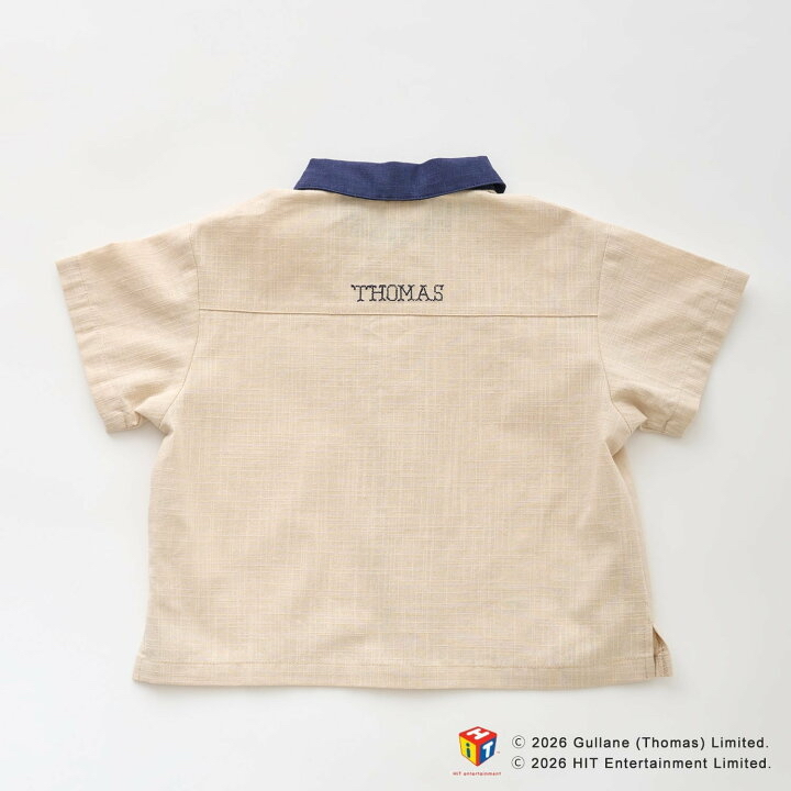 🇯🇵預訂 日本直送🇯🇵Petit Main x Thomas湯瑪士小火車系列兩色刺繡貼花梭織布短袖恤衫