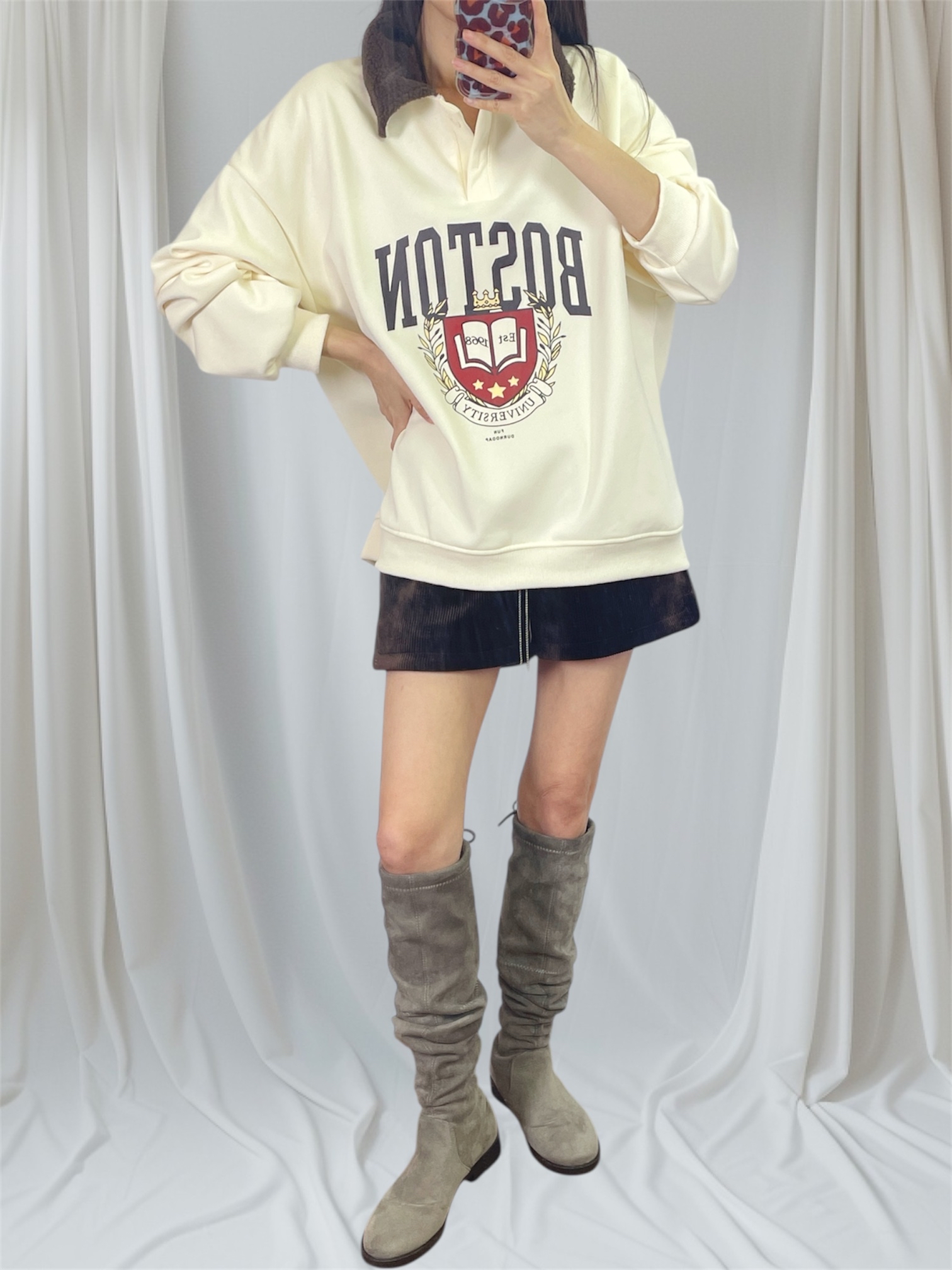 K5539 薄絨底X羊羔毛領衛衣