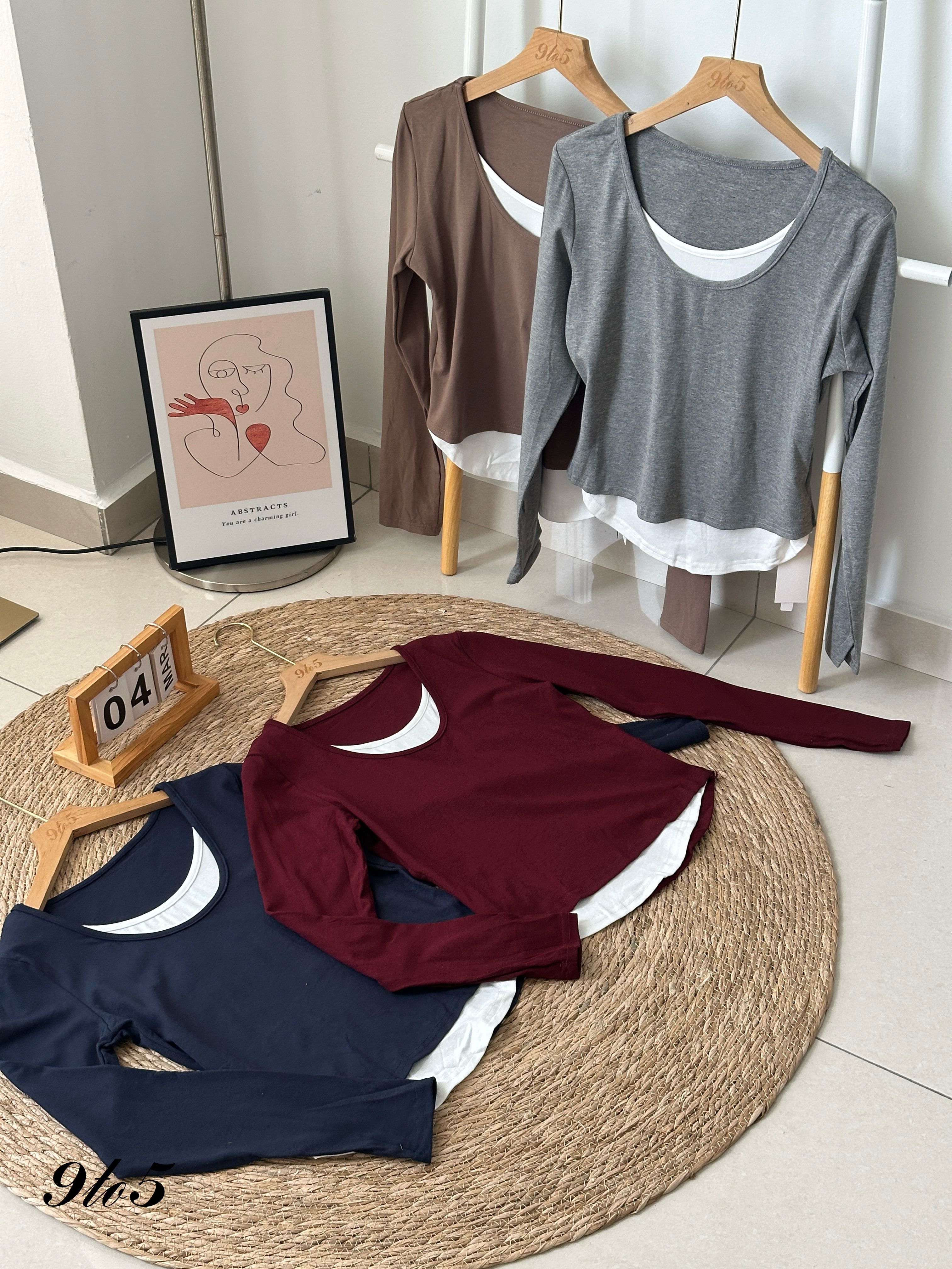 T3992 Fake Two-Piece Top - 4 Colors