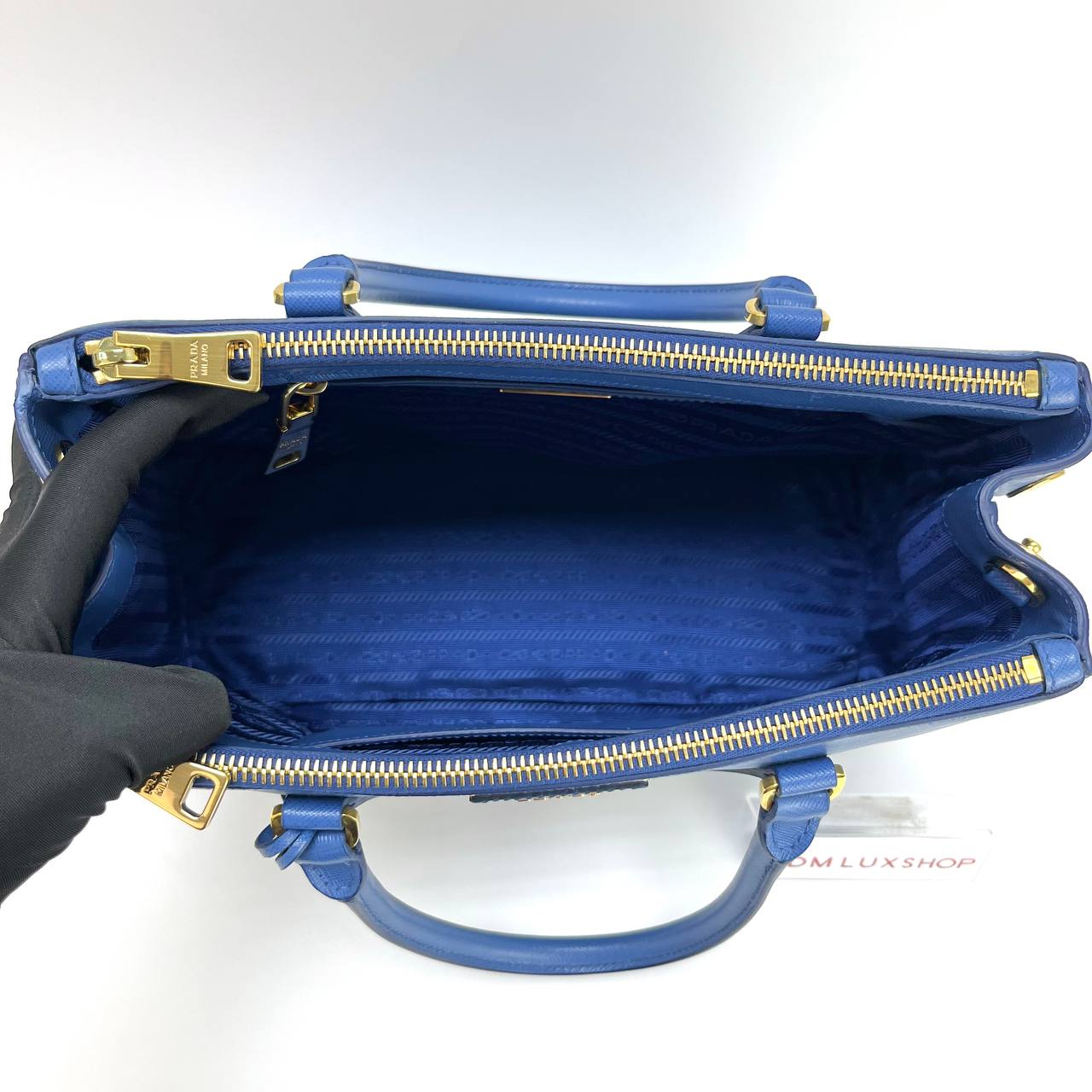 Prada Blue Saffiano Lux Tote GHW