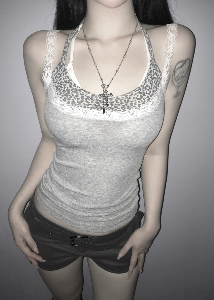 Leopard Patchwork Halter Cami Top