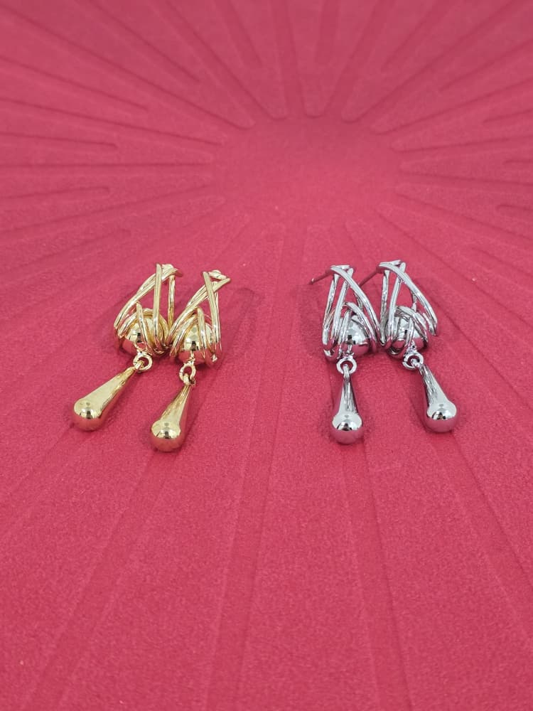 Interwoven Line Drop Stud Earrings