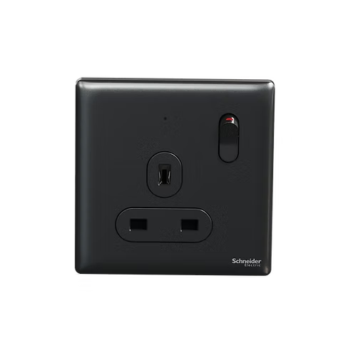 施耐德 Unica X 石墨灰 13A單蘇有掣有燈 插座