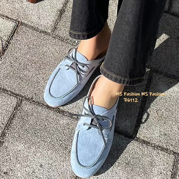 R6112 韓國🇰🇷真皮糖果色loafer後拖