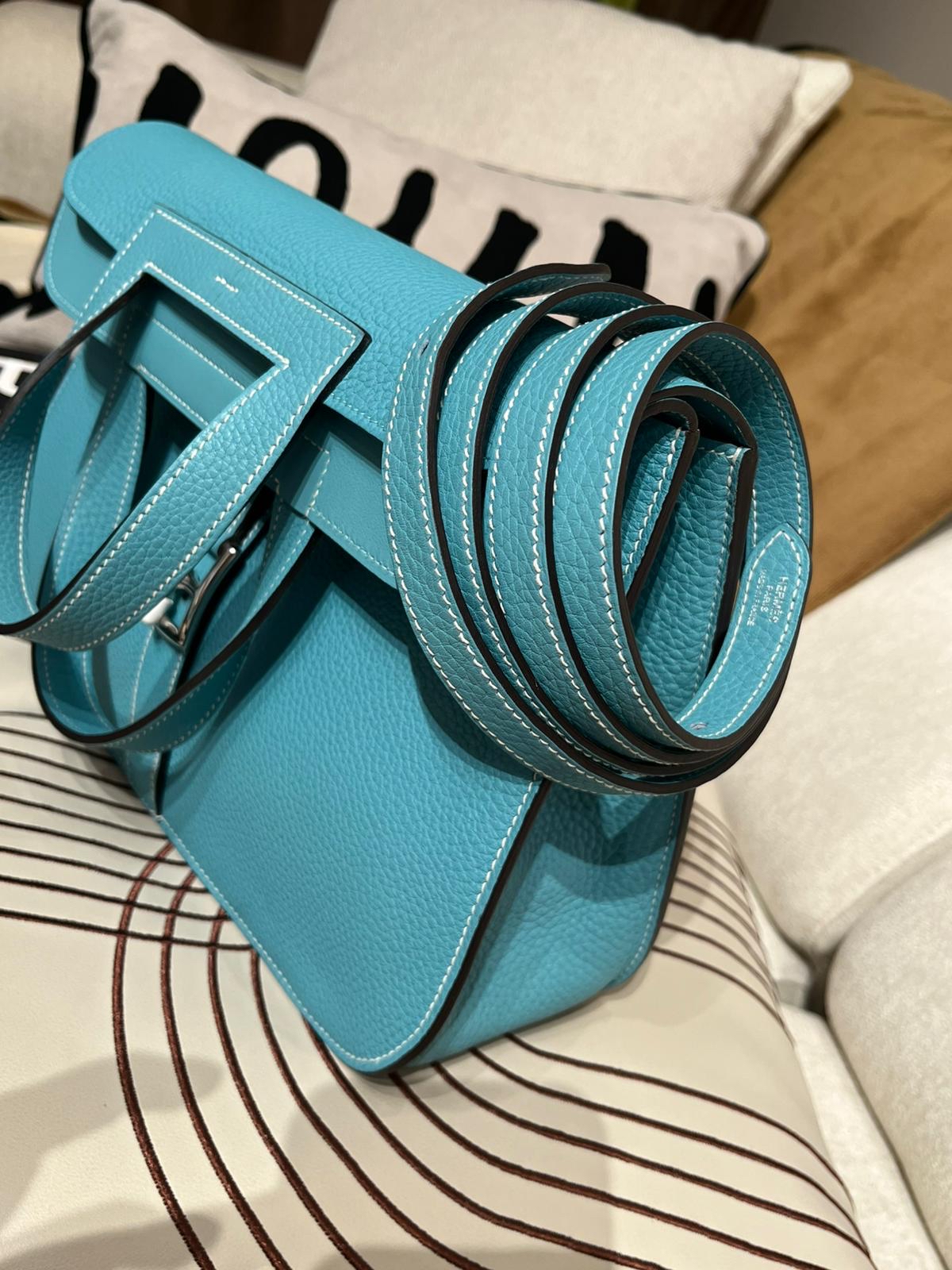 未使用品 HERMES HALZAN 31 Blue Atoll 粒粒牛皮 STAMP T, CLEMENCE,100%Authentic ,Unused ✅strap✅dust bag 