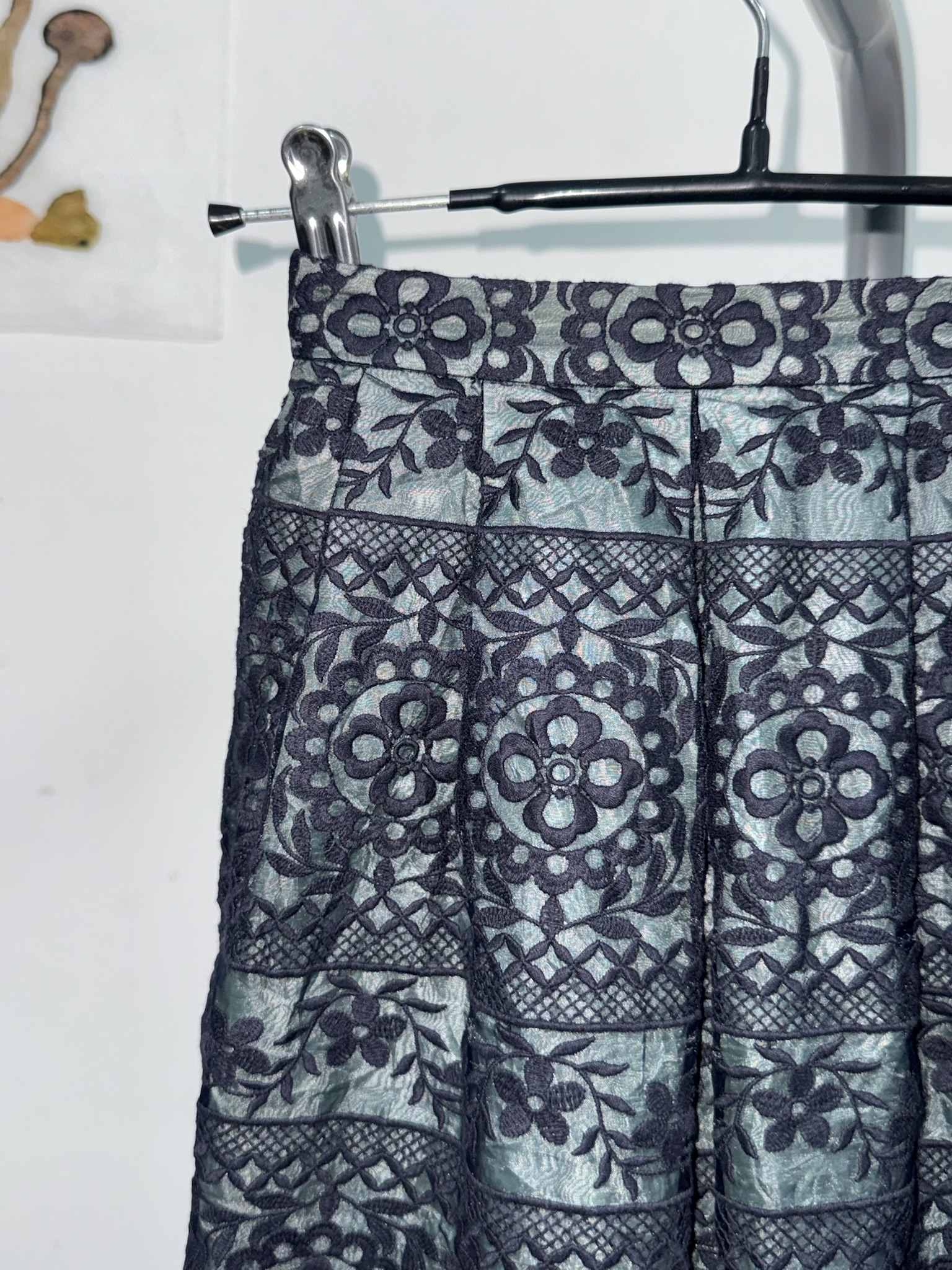 Vintage Baroque Sage Green Midi Skirt 
