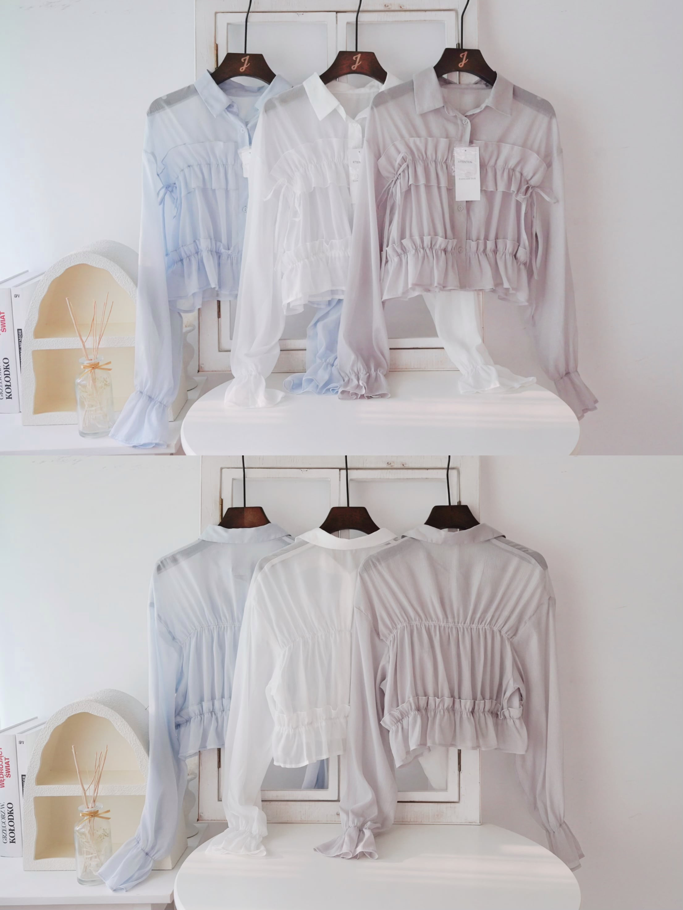 Ruffles雪紡短恤衫(JP)[淺藍色]359937