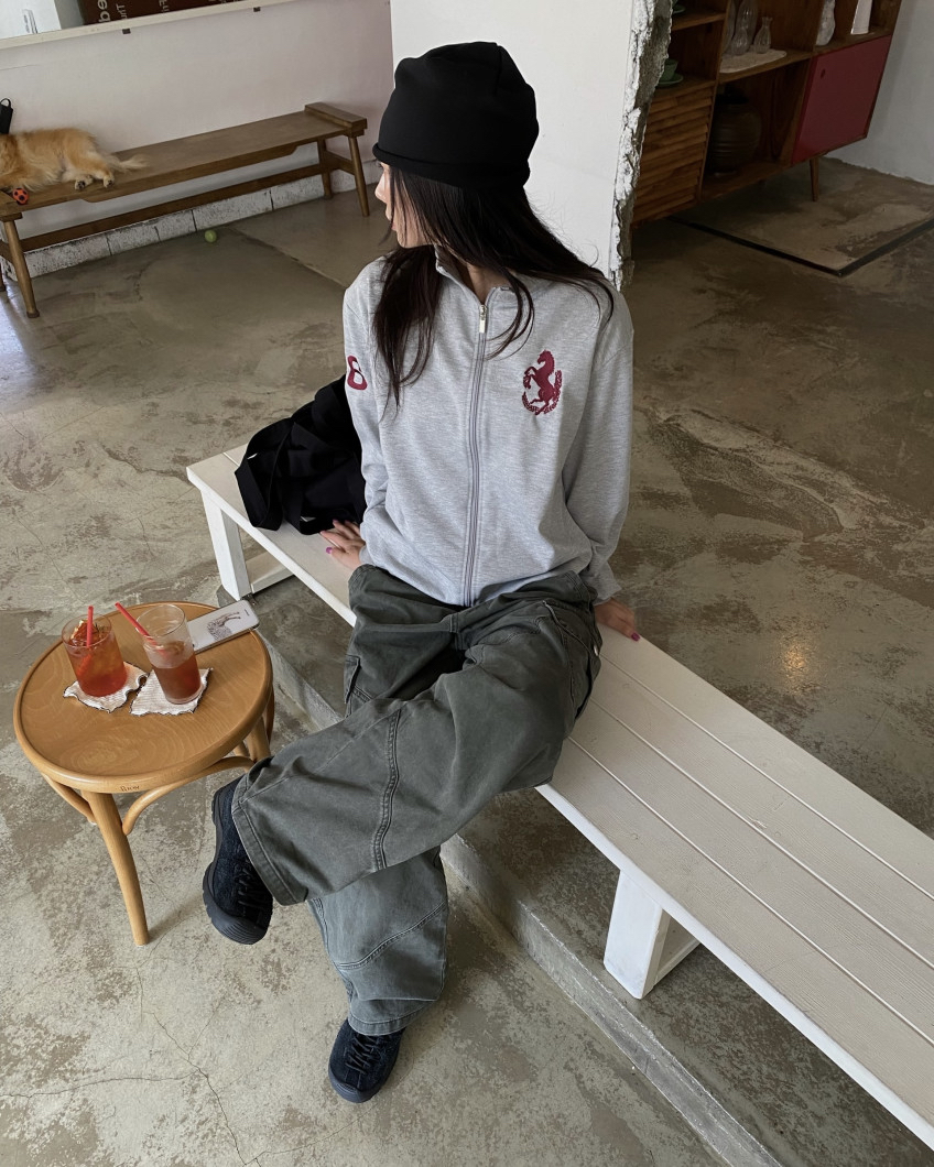 Graphic High-Neck Zip-Up