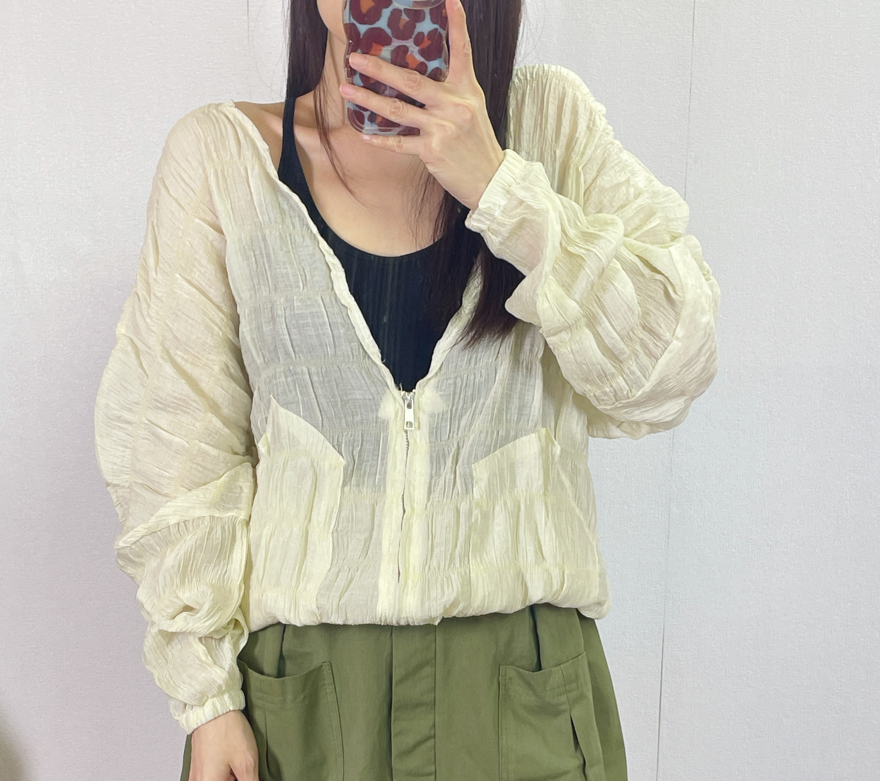 K5550 縐紋雪紡束腳外套