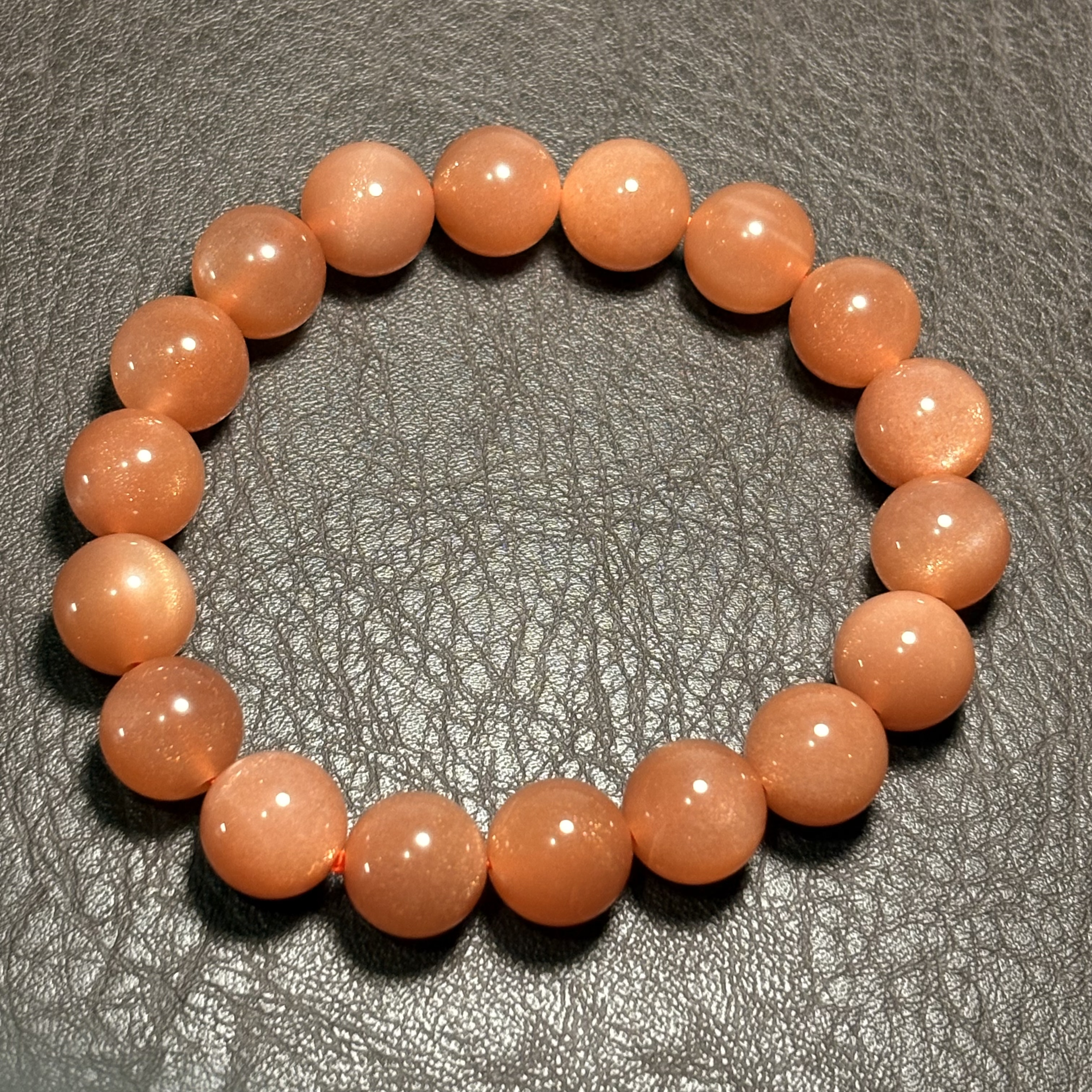 11.8mm金沙橙月光石手串｜俗稱橙太陽石手串 No.4320 ｜規格:  11.8mm珠17cm手圍