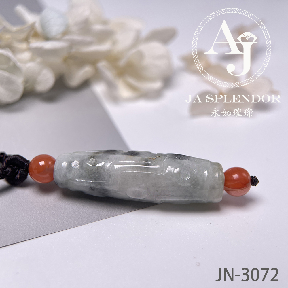 JN-3073，3074 天然翡翠A玉  九眼天珠形路路通