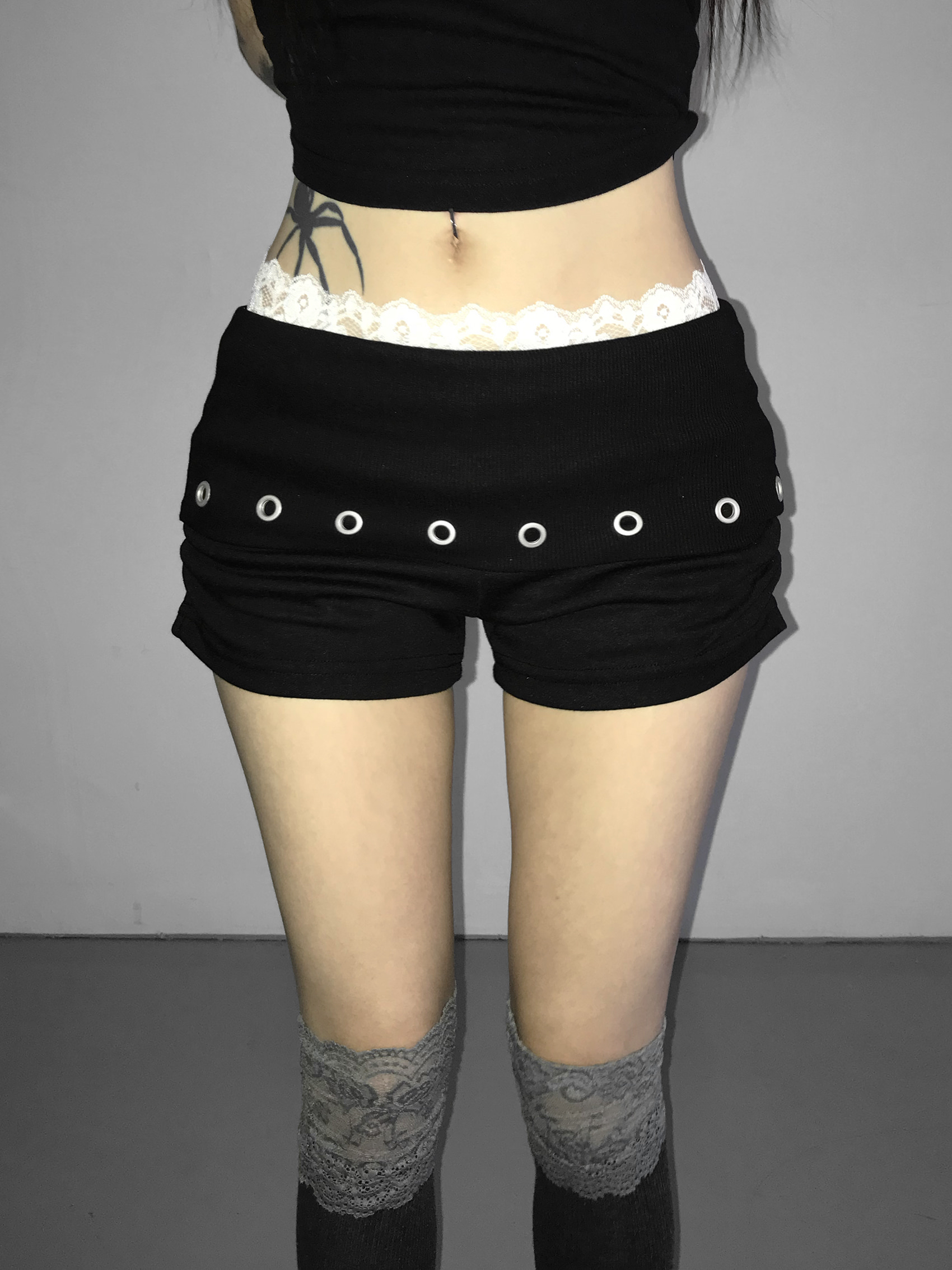 Studded Foldover Mini Shorts