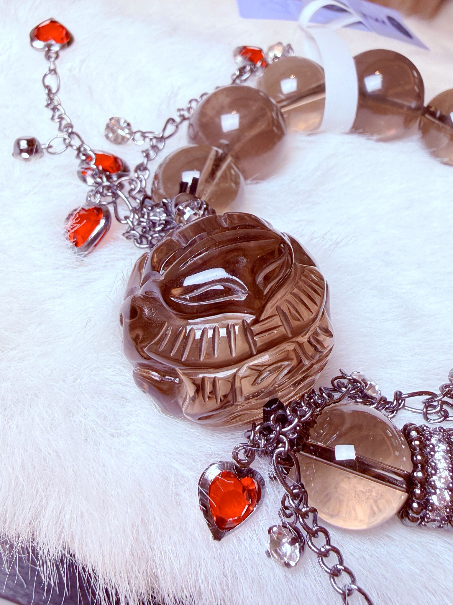 K00129 茶水晶 將軍狐球 自家設計手鏈