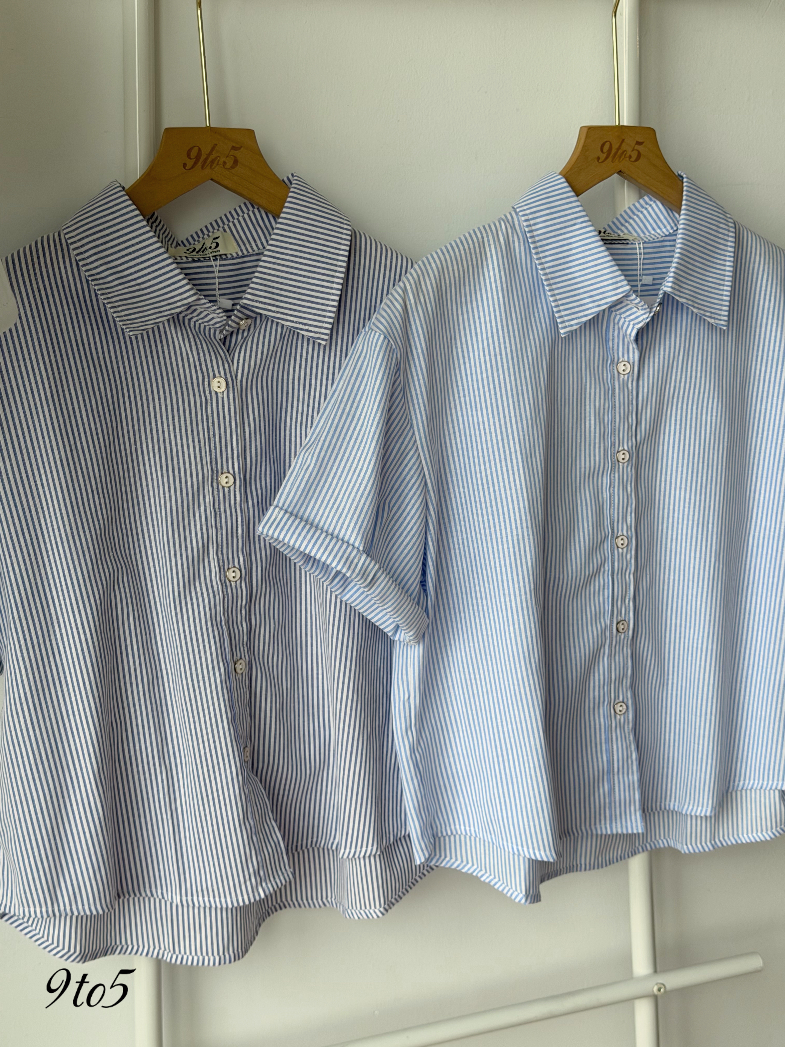 T4508 Stripes short sleeves shirt -  3 colors