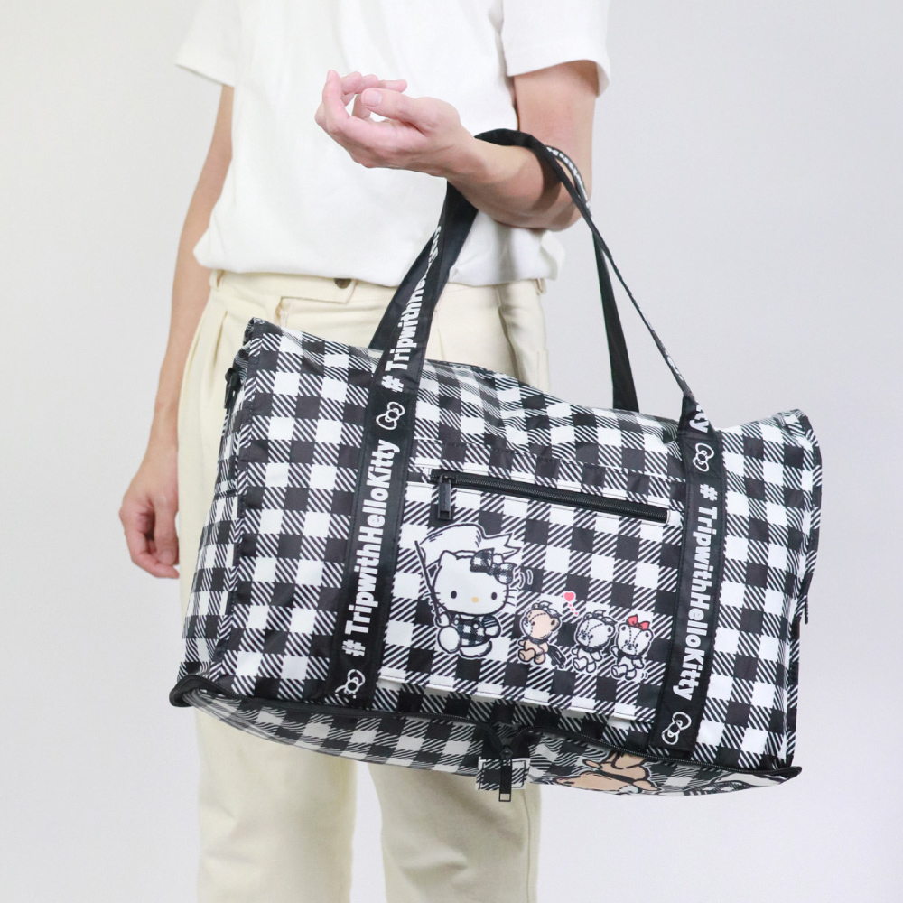 📦訂購 台灣代購 murmur Sanrio Hello Kitty 黑白格 完美折疊行李袋 旅行袋