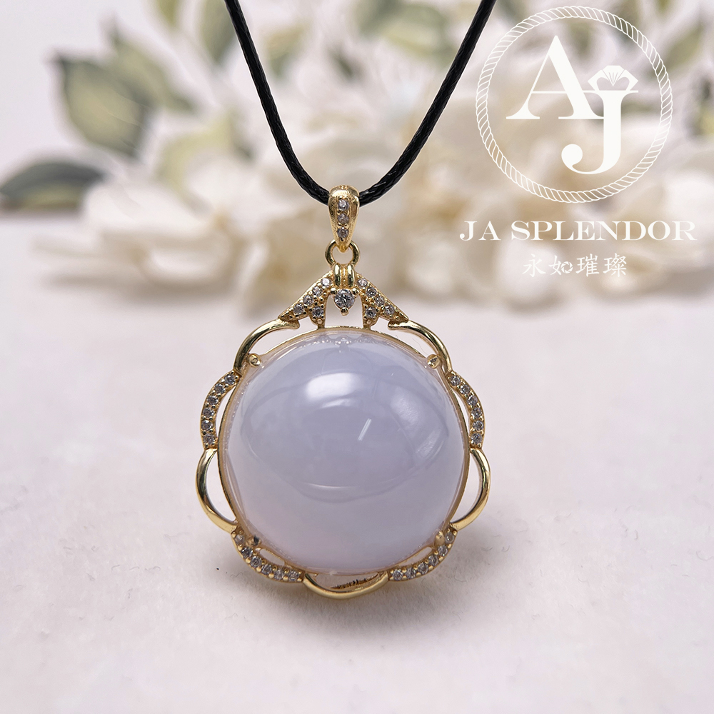 JNS-44 天然翡翠A 冰潤紫羅蘭大蛋面厚莊吊墜