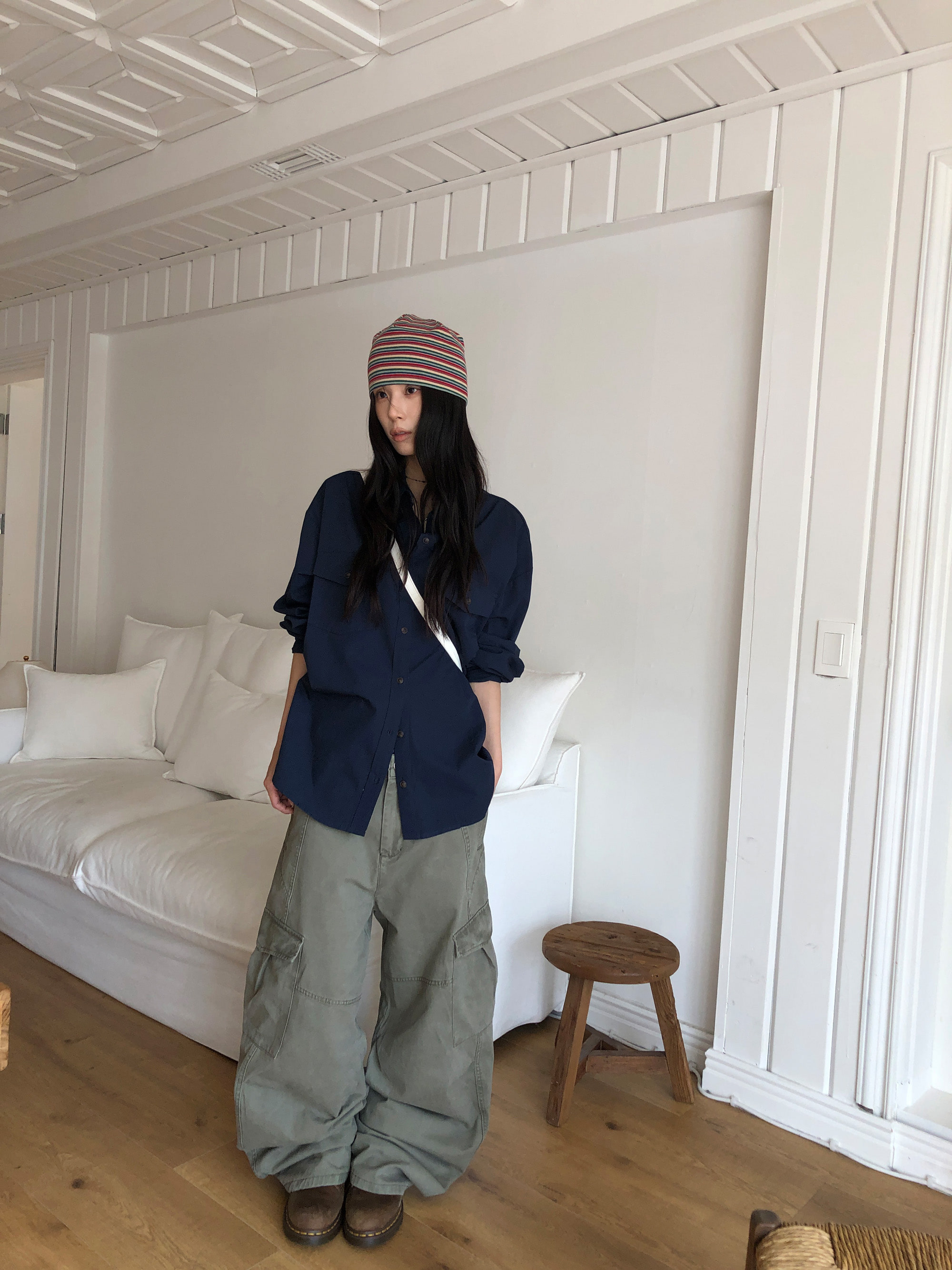 Cotton Wide-Leg Cargo Pants