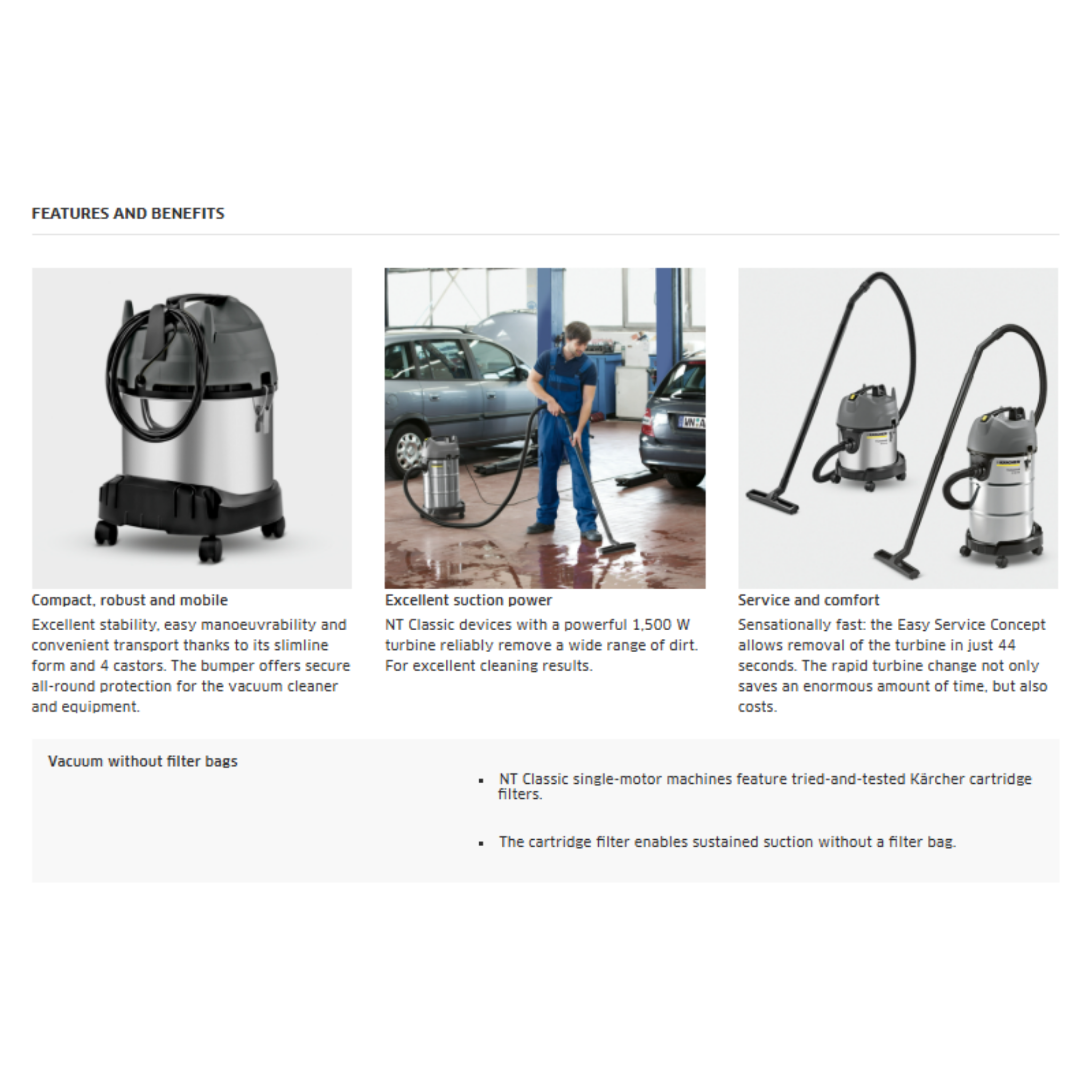 Karcher NT 38/1 Me Classic Wet & Dry Vacuum Cleaner (NT 38/1)