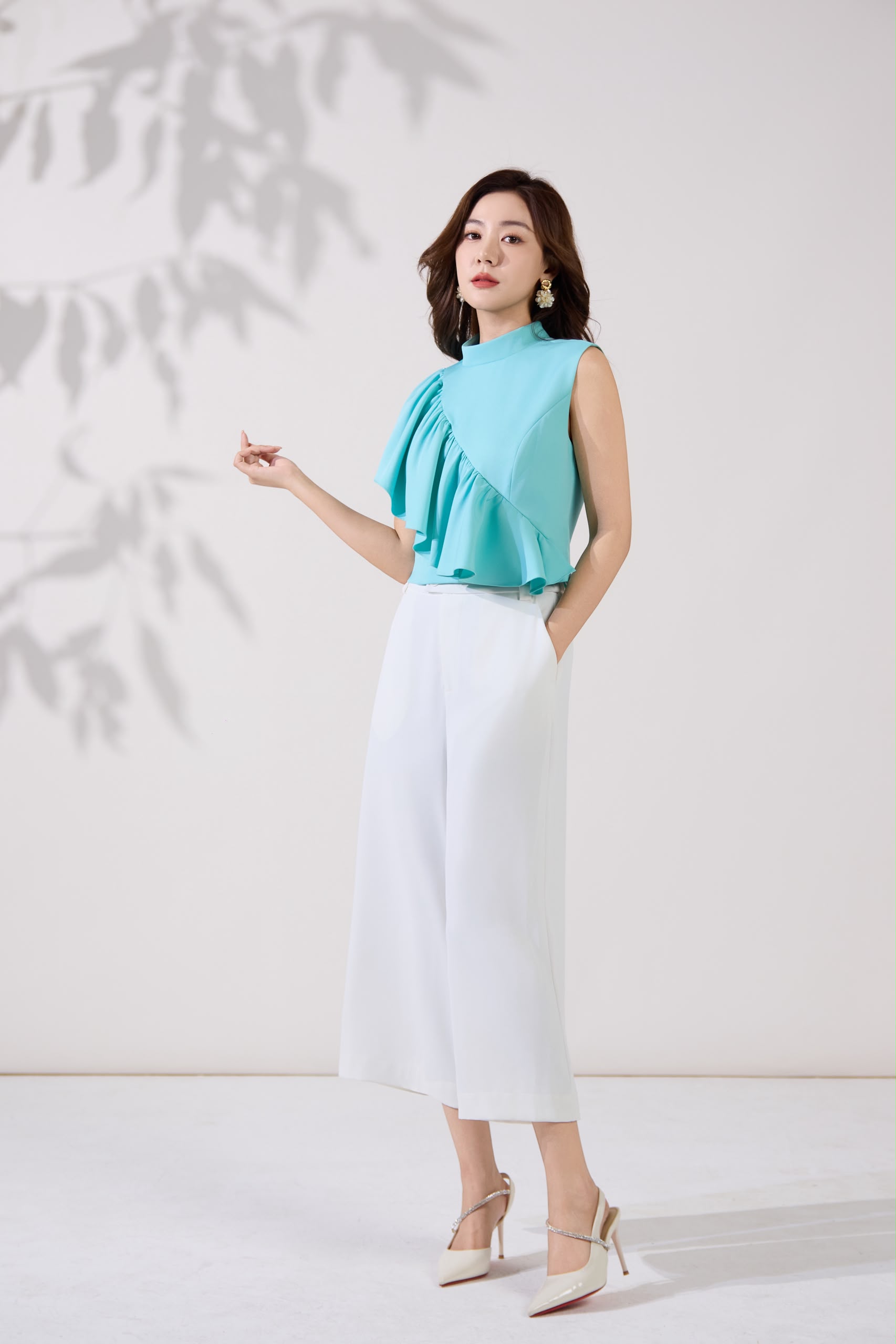 10141350 Celeste Asymmetrical Ruffle Blouse