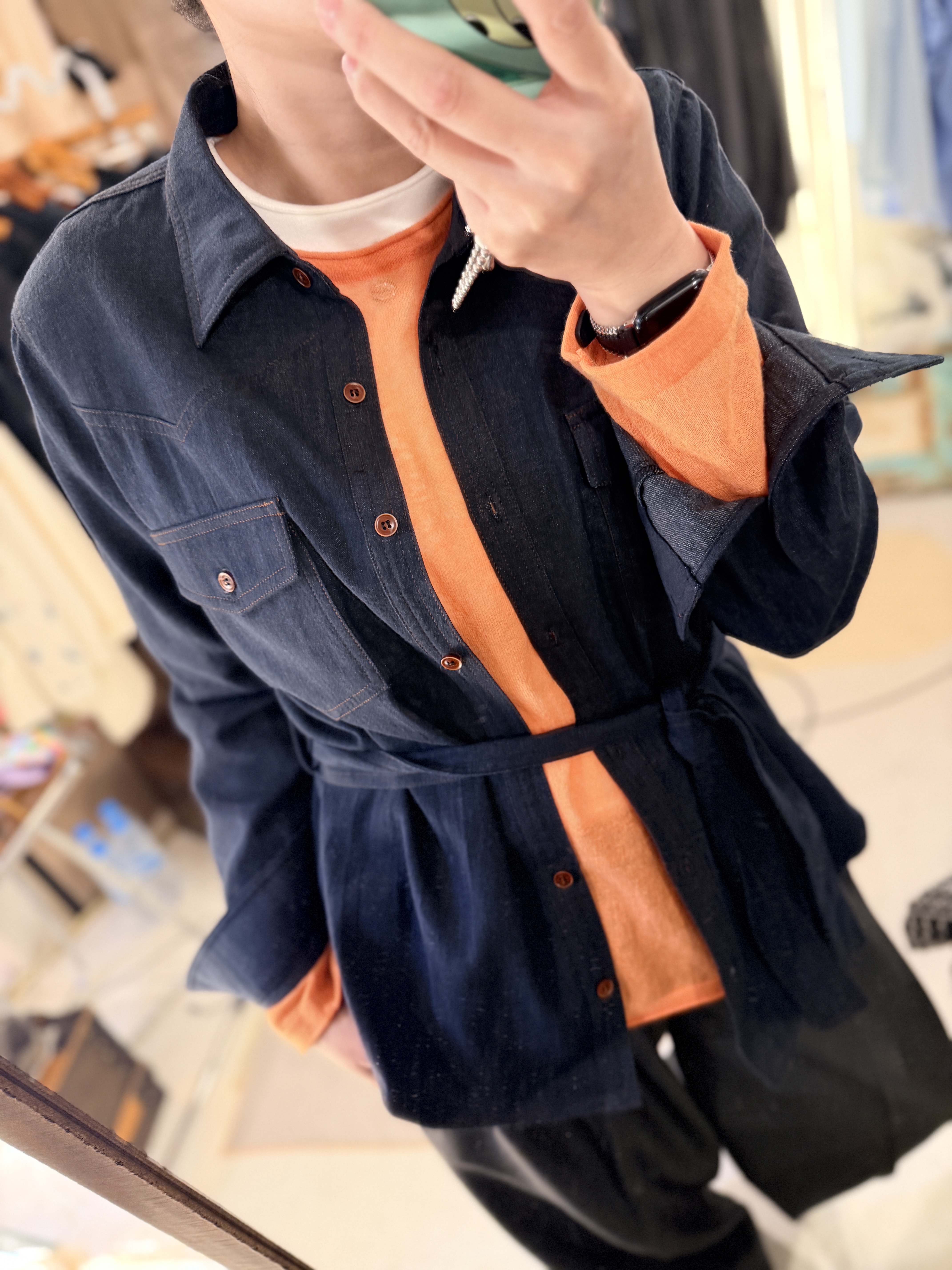 Denim long shirt