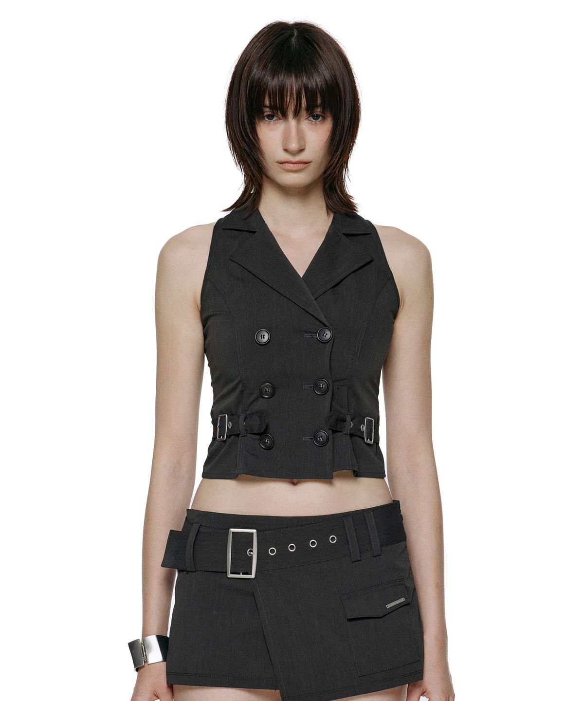 🇰🇷訂購｜ROCKCAKE 26SS｜Double Button Halter Vest 2色 