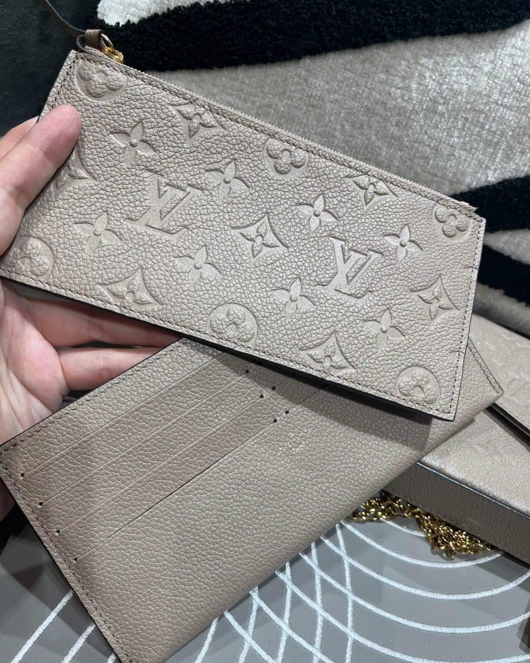 LV Felicie Pochette  三合一 M68697 米色牛皮壓紋斜背鏈條肩背包 100%Authentic,98%new ✅chain✅dust bag ✅box 