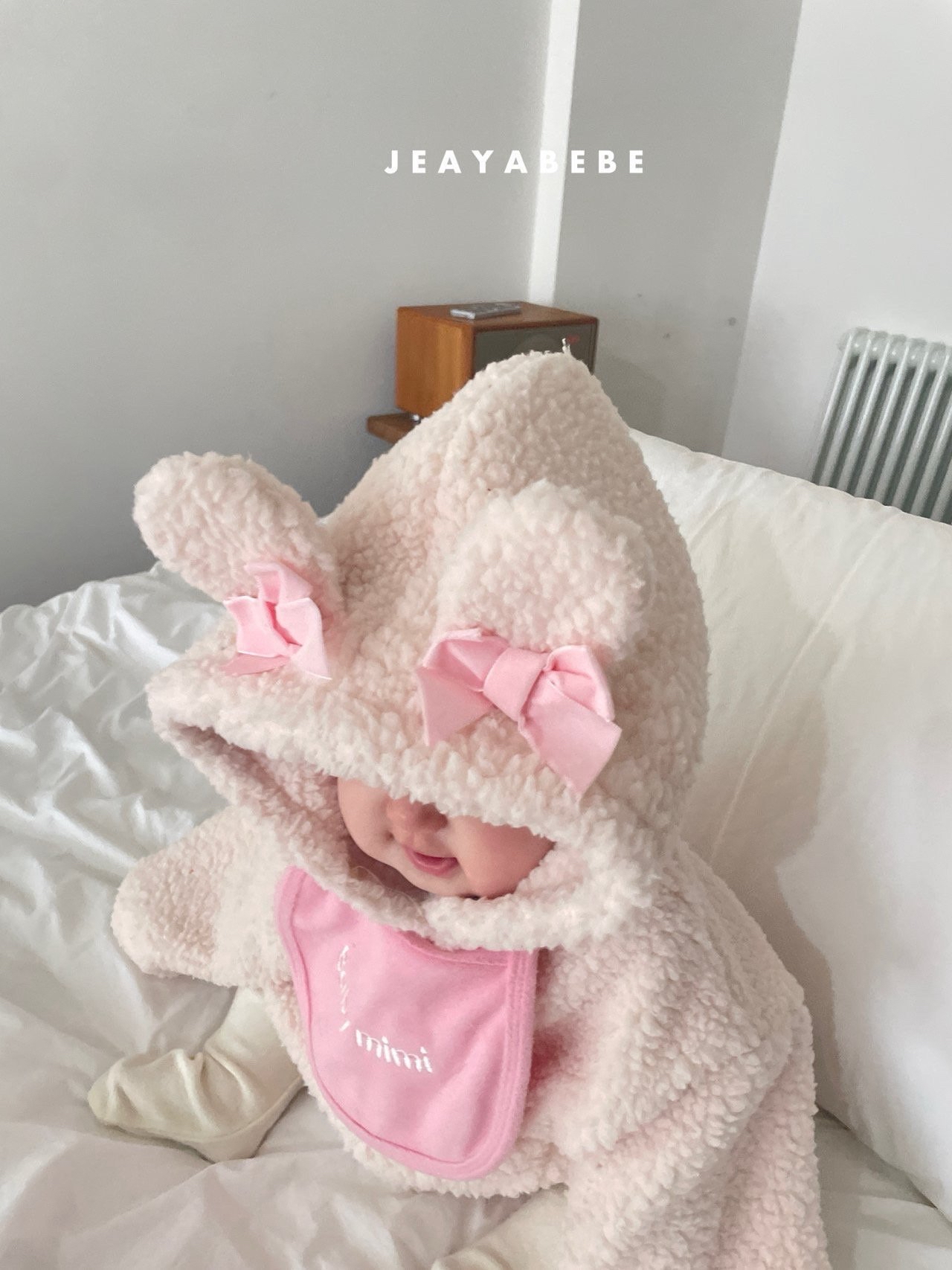Jeayabebe | Bear Pink set (連身+口水巾)